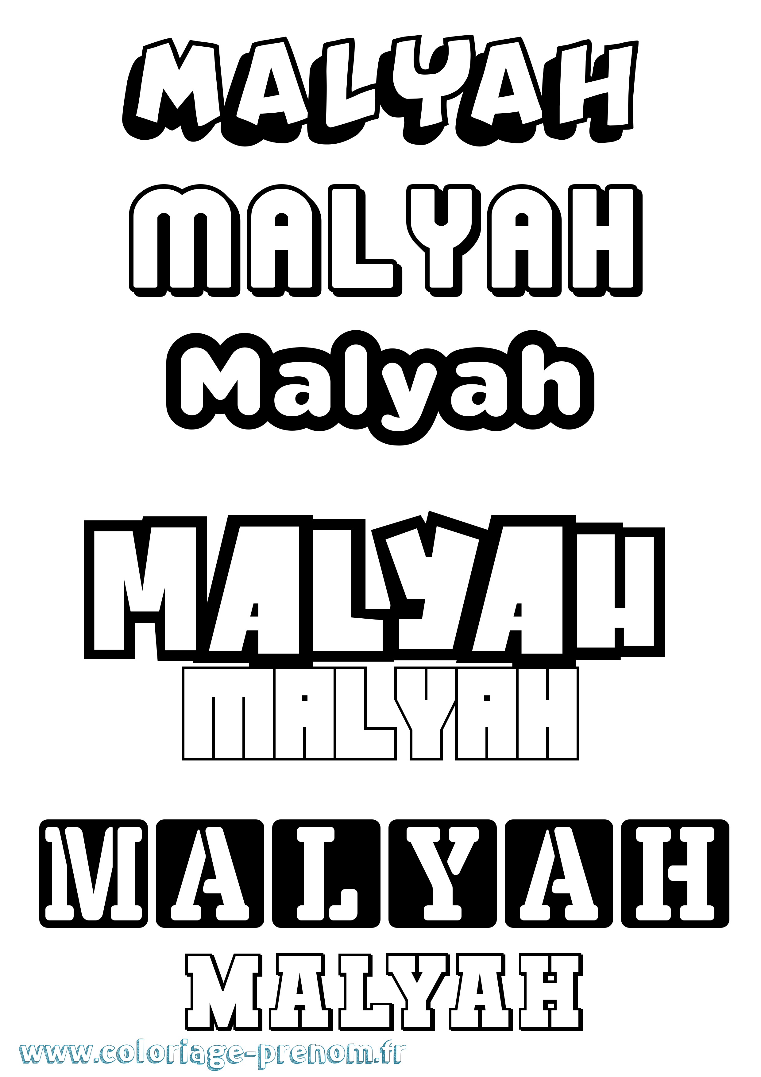 Coloriage Malyah Simple Coloriage prénom Malyah Simple