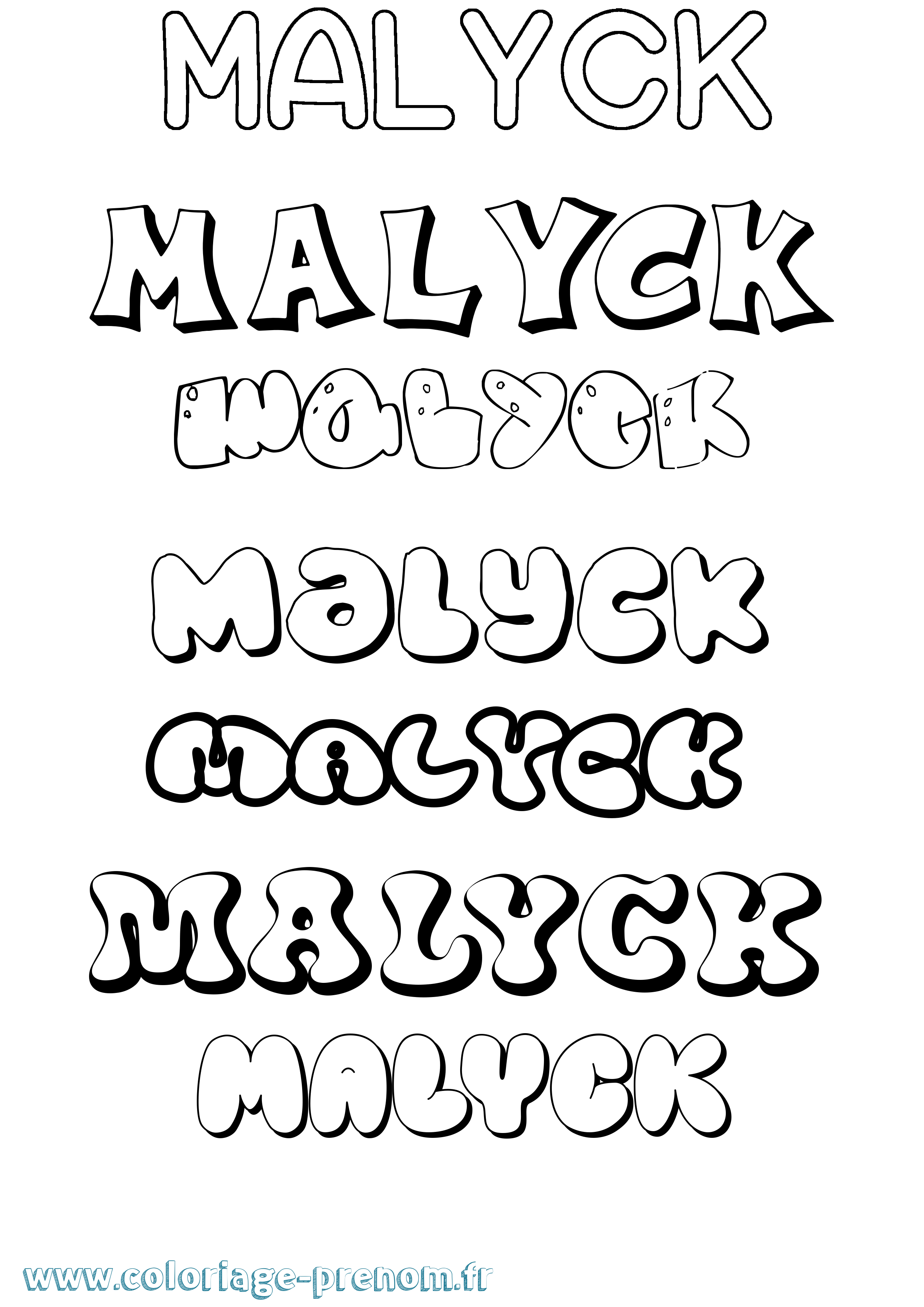 Coloriage Malyck Bubble Coloriage prénom Malyck Bubble
