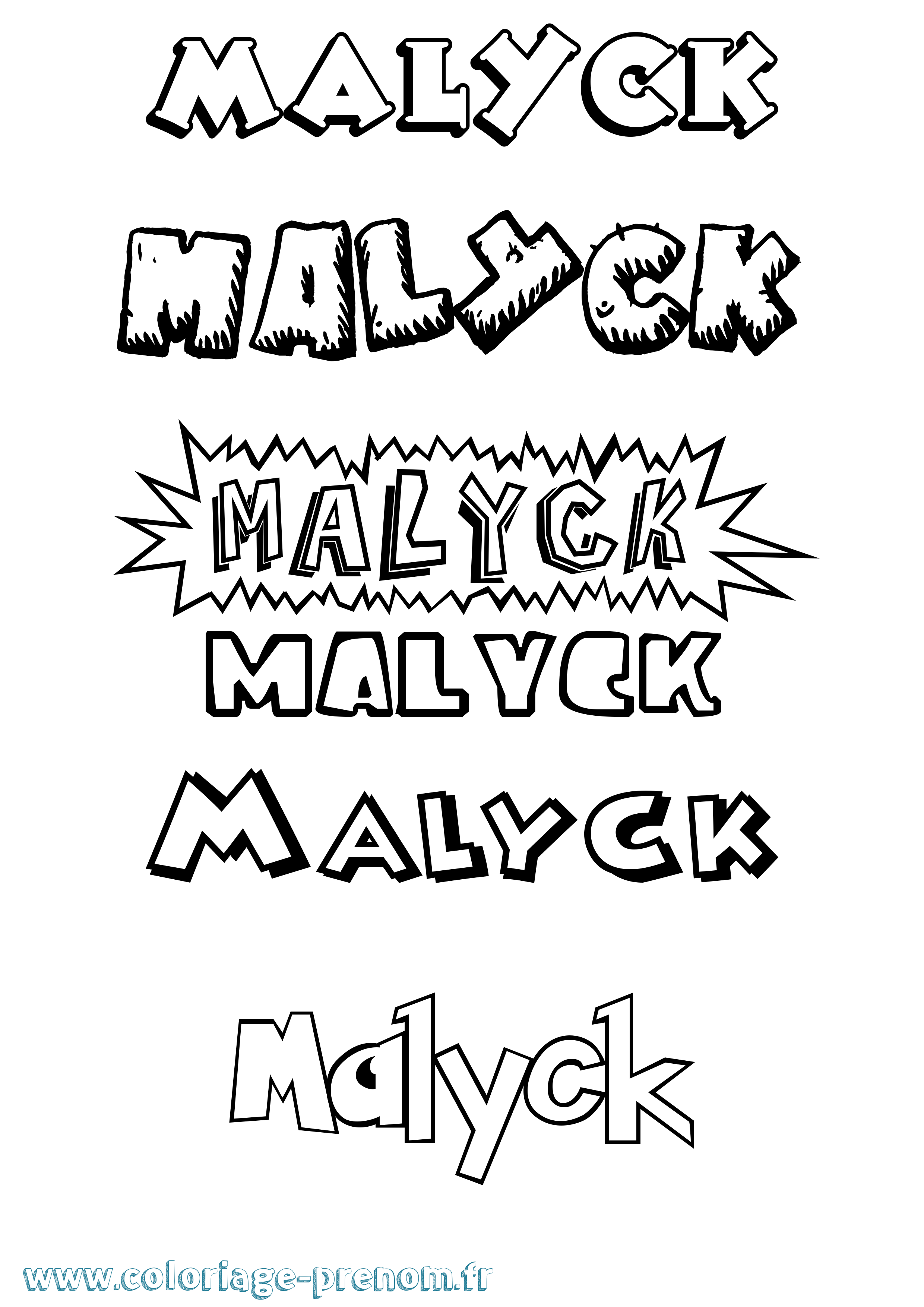 Coloriage Malyck Dessin Animé Coloriage prénom Malyck Dessin Animé