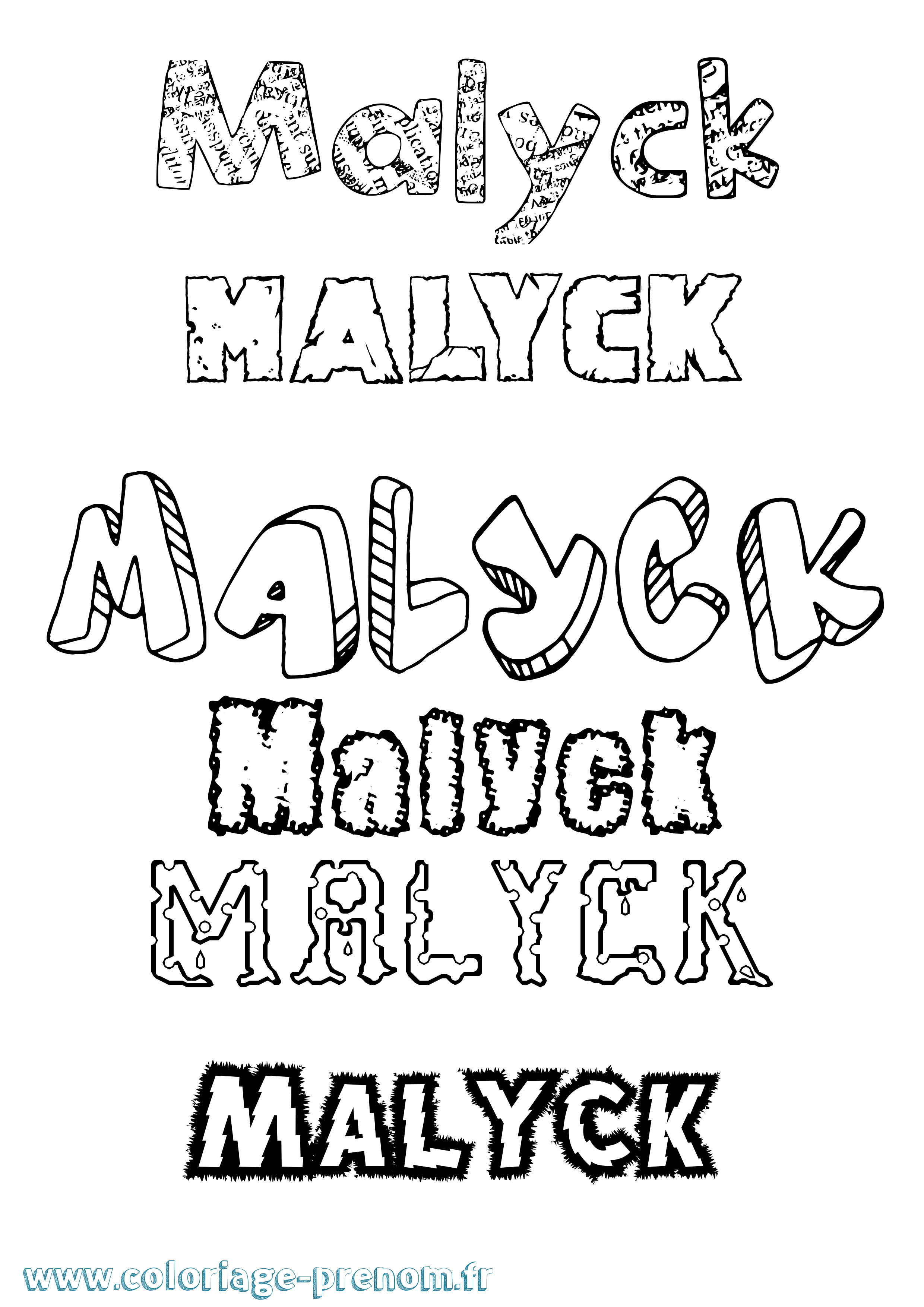 Coloriage Malyck Destructuré Coloriage prénom Malyck Destructuré