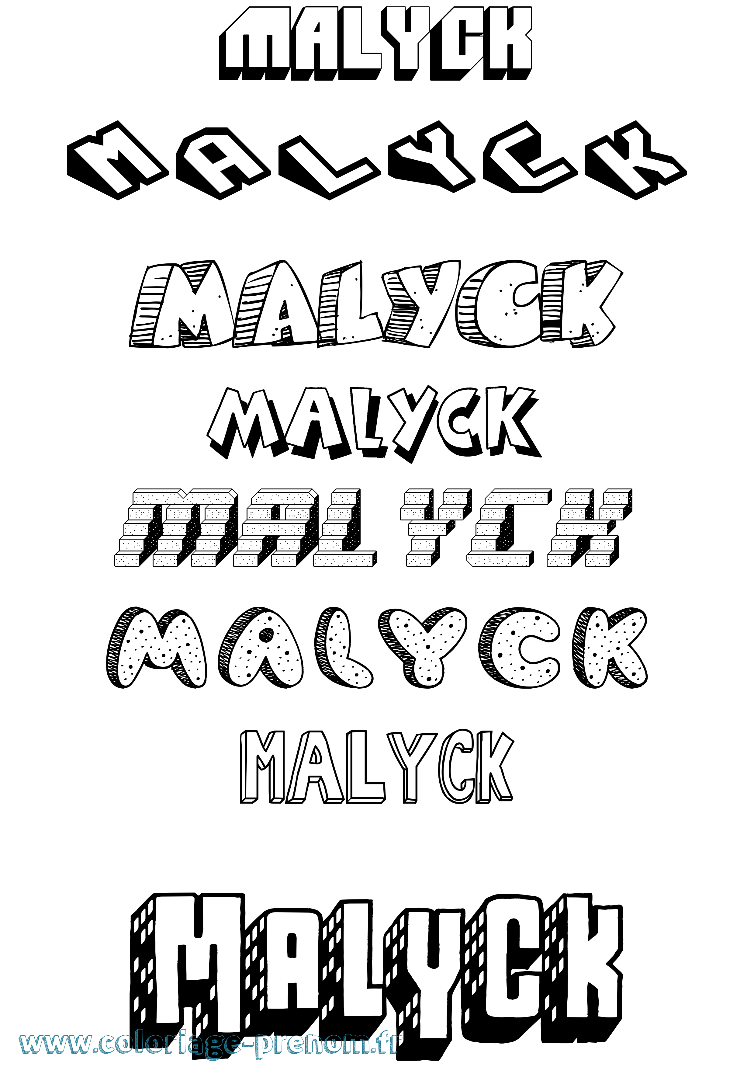 Coloriage Malyck Effet 3D Coloriage prénom Malyck Effet 3D