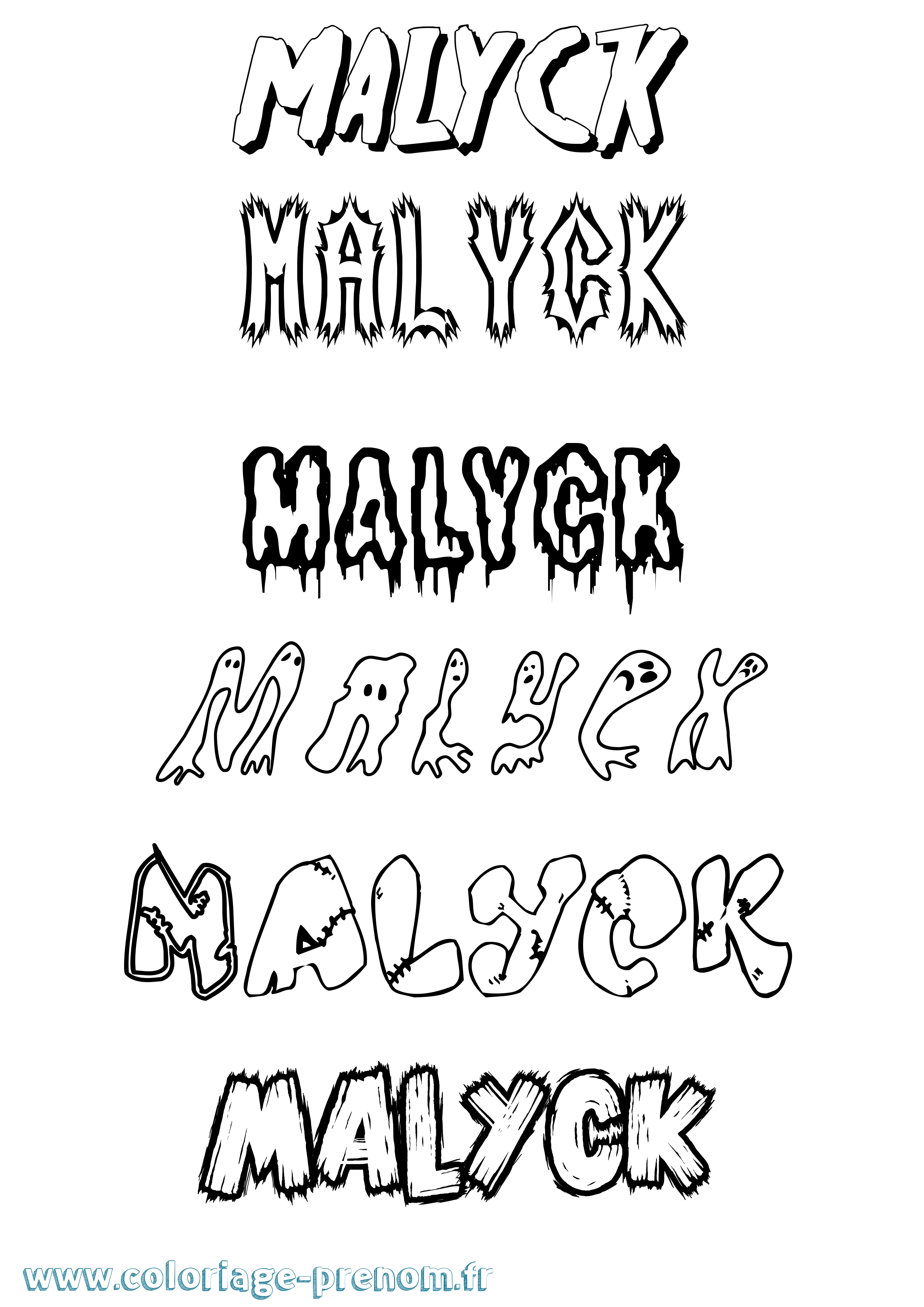 Coloriage Malyck Frisson Coloriage prénom Malyck Frisson