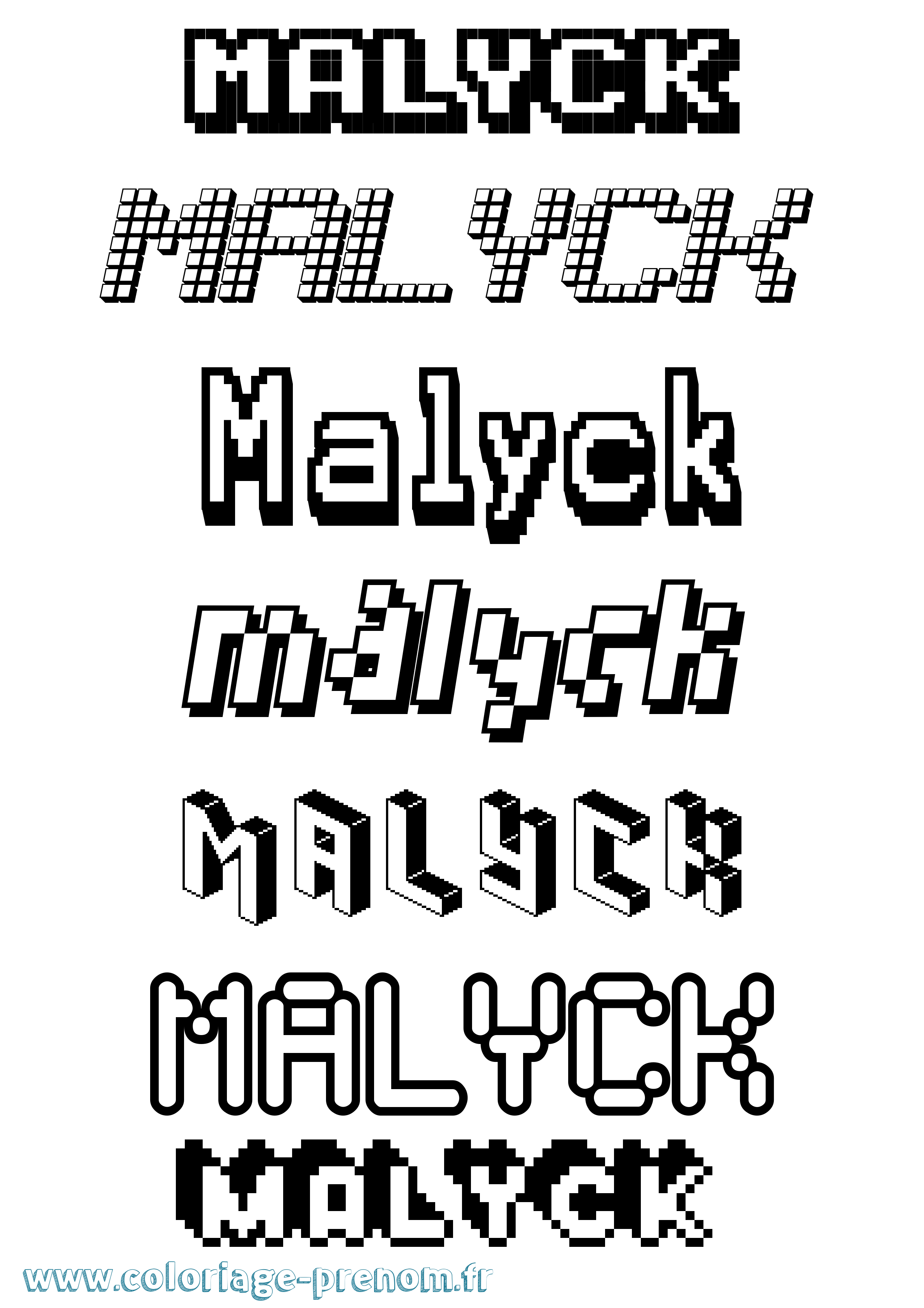 Coloriage Malyck Pixel Coloriage prénom Malyck Pixel