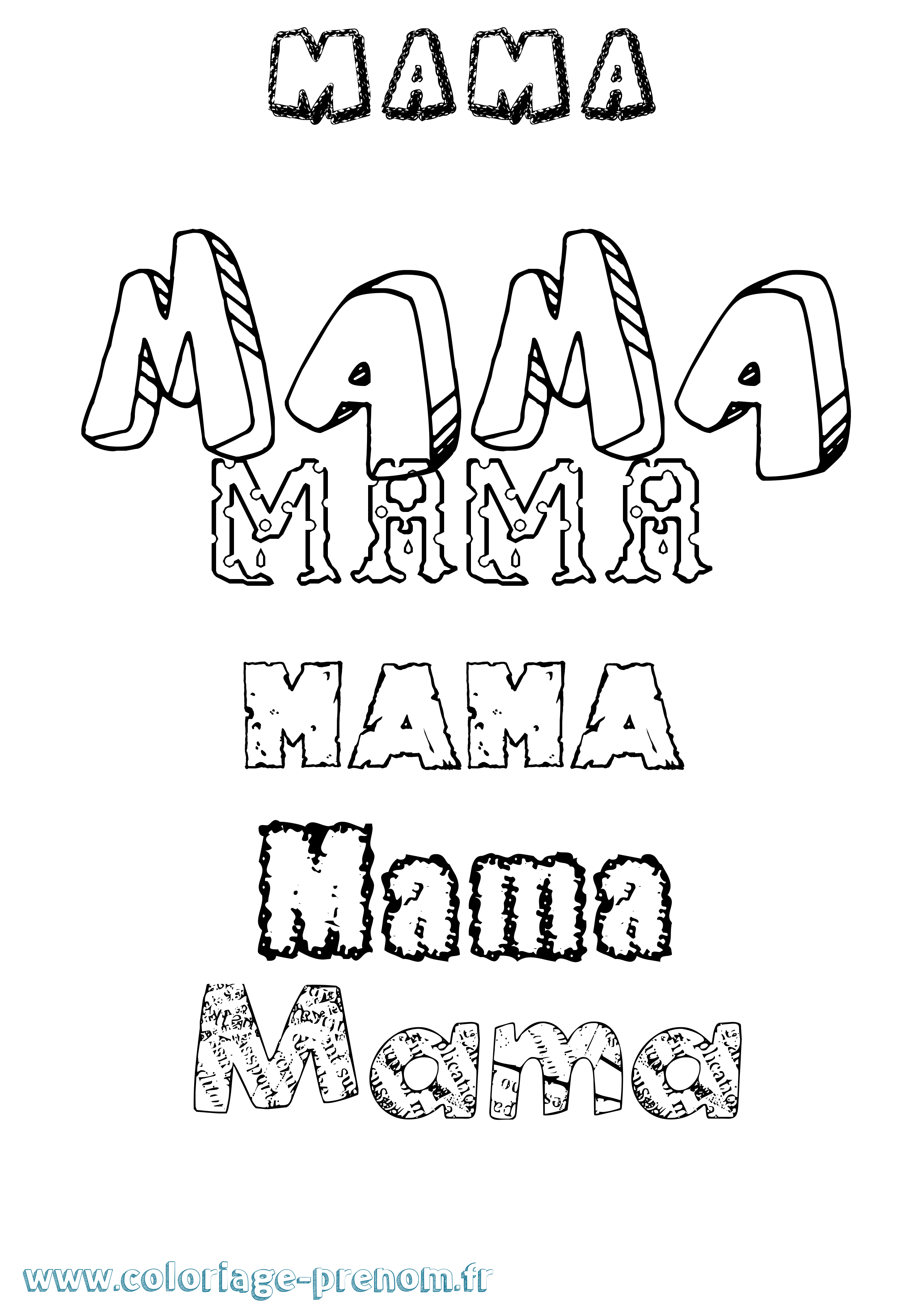 Coloriage Mama Destructuré Coloriage prénom Mama Destructuré