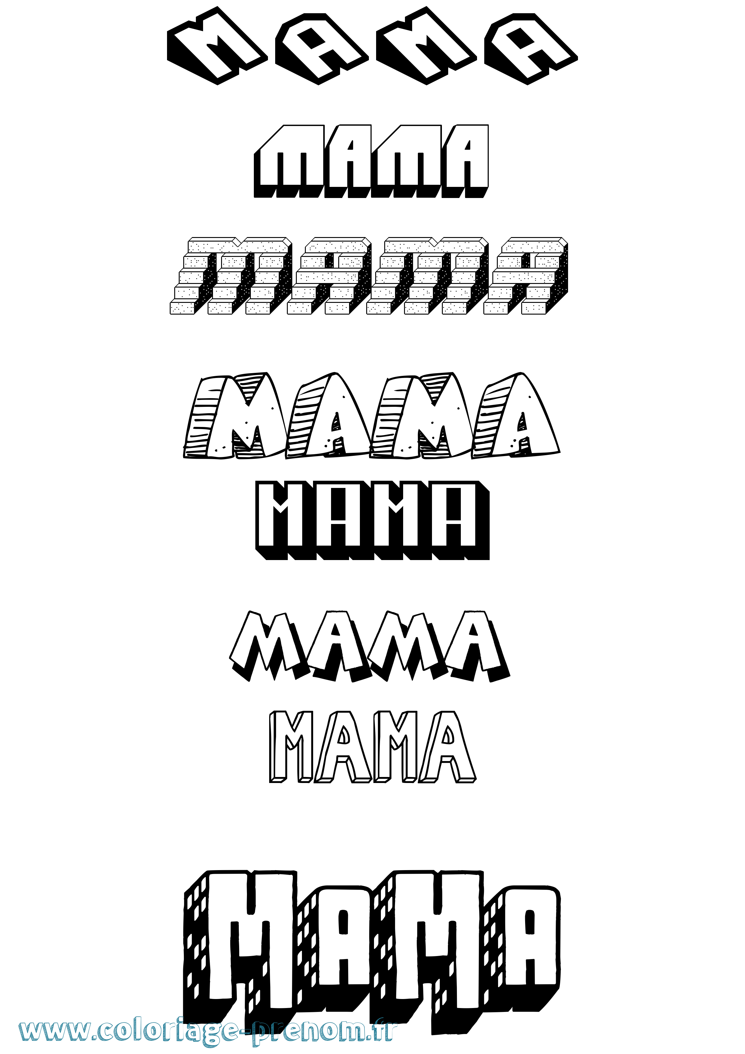 Coloriage Mama Effet 3D Coloriage prénom Mama Effet 3D