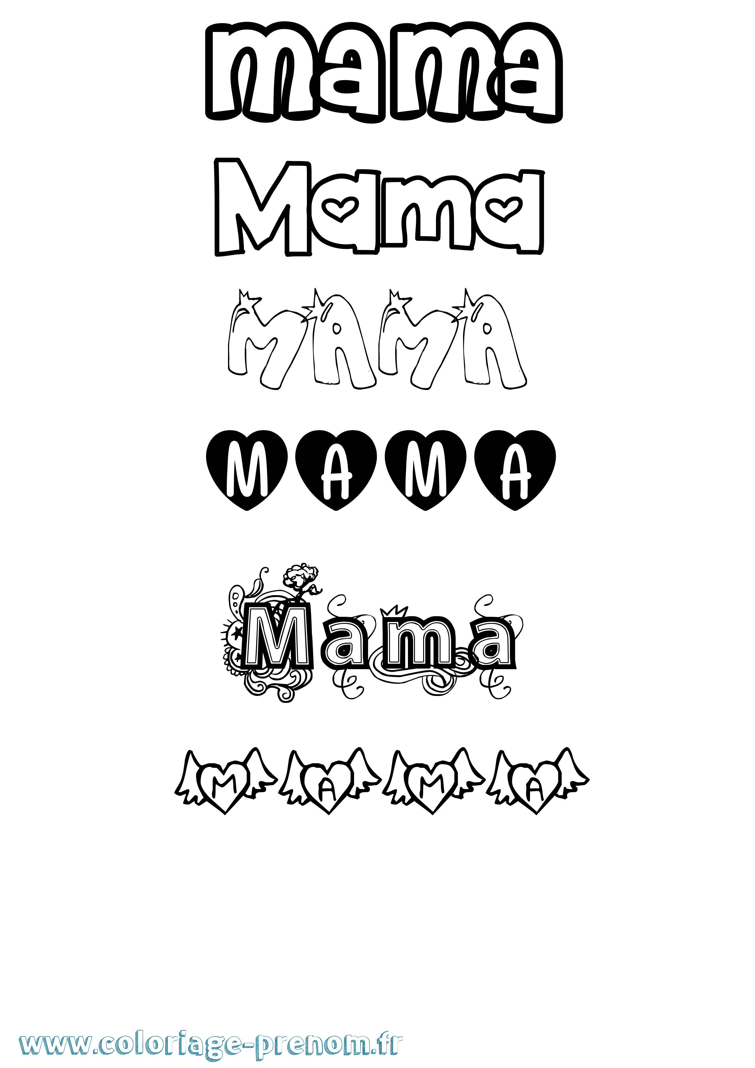 Coloriage Mama Girly Coloriage prénom Mama Girly