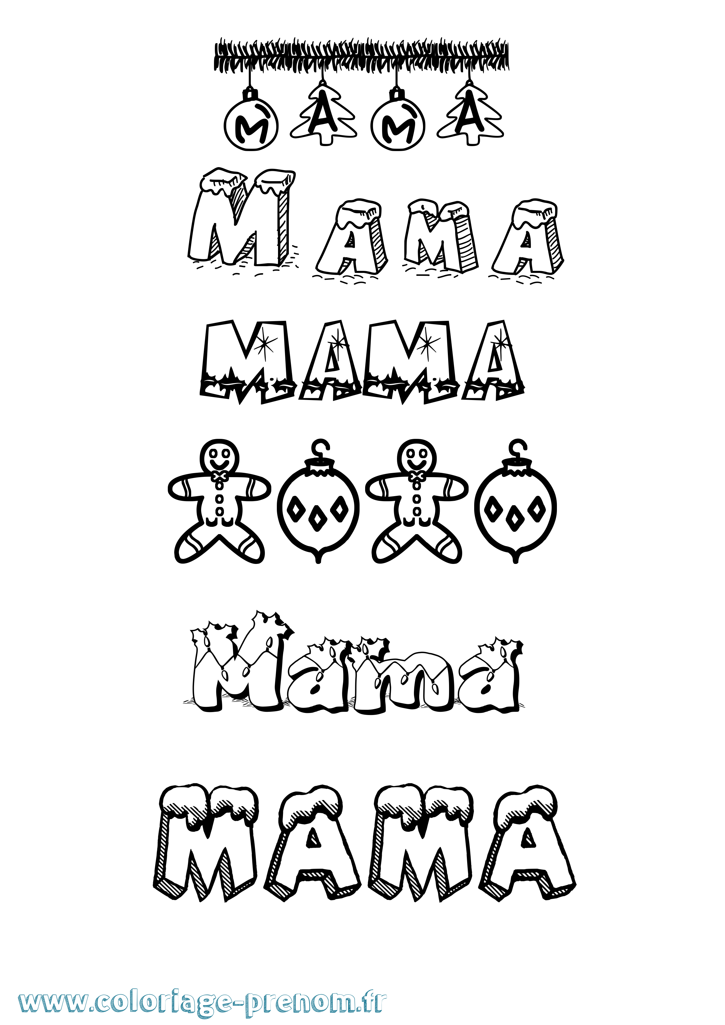 Coloriage Mama Noël Coloriage prénom Mama Noël