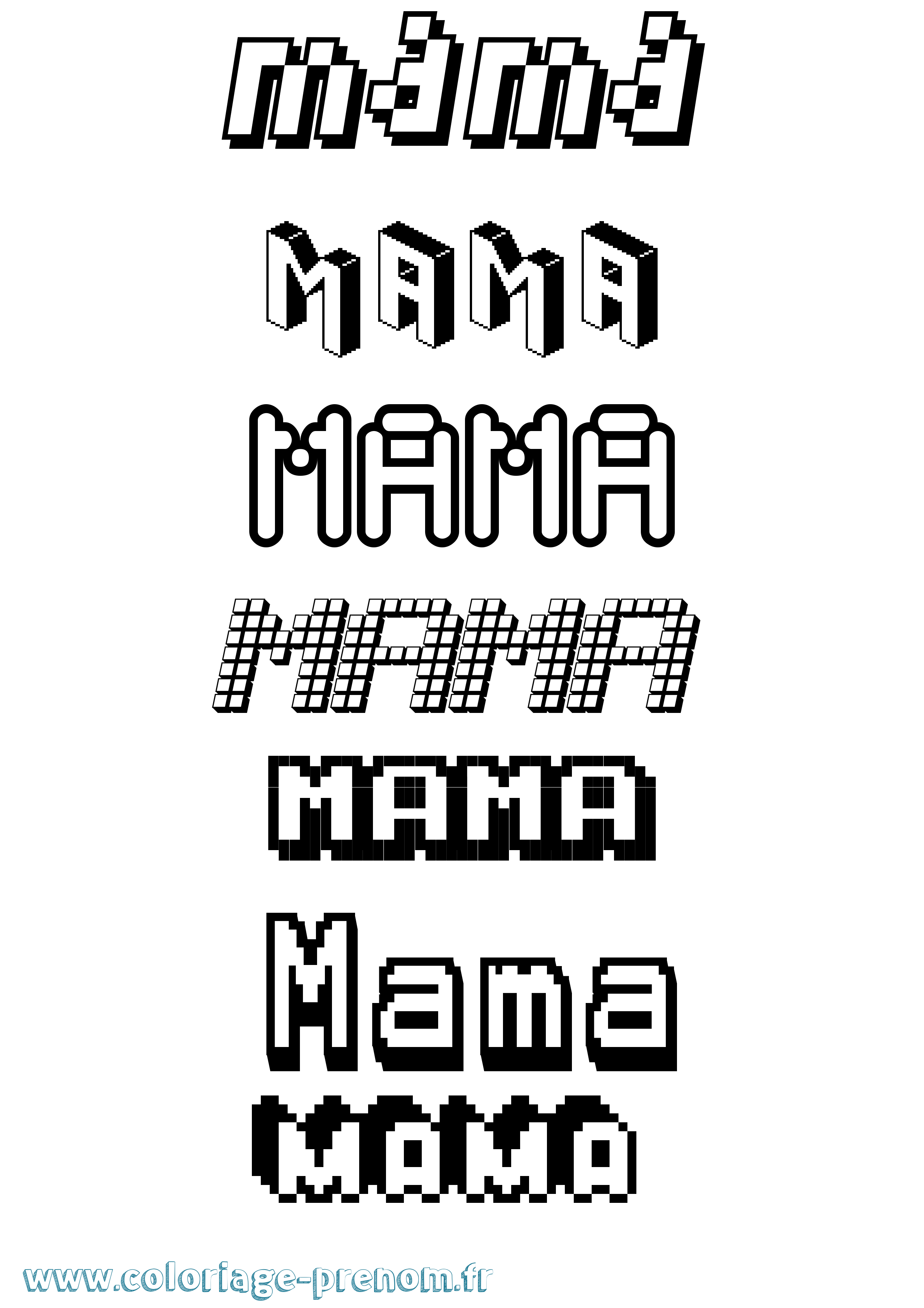 Coloriage Mama Pixel Coloriage prénom Mama Pixel