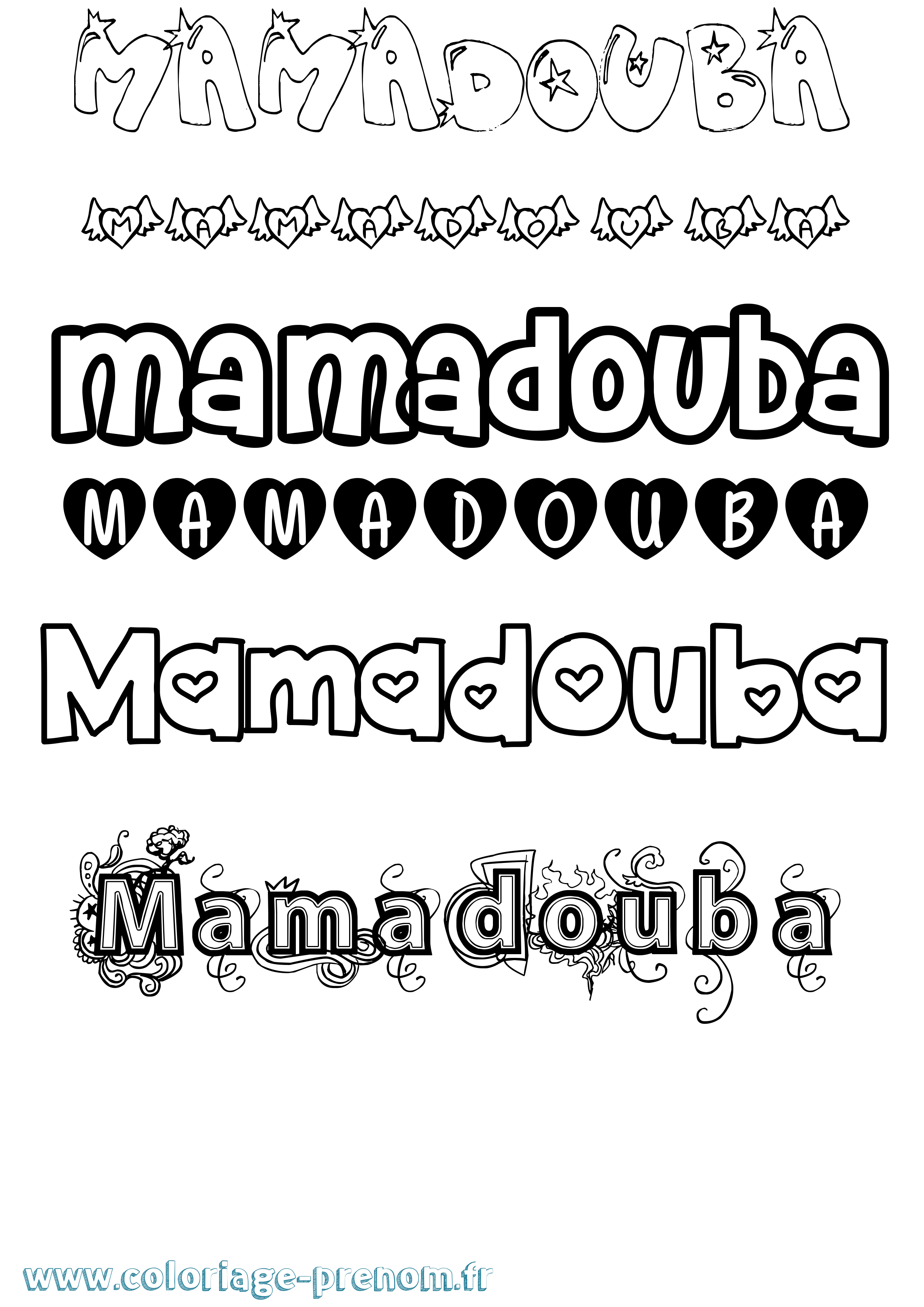 Coloriage Mamadouba Girly Coloriage prénom Mamadouba Girly