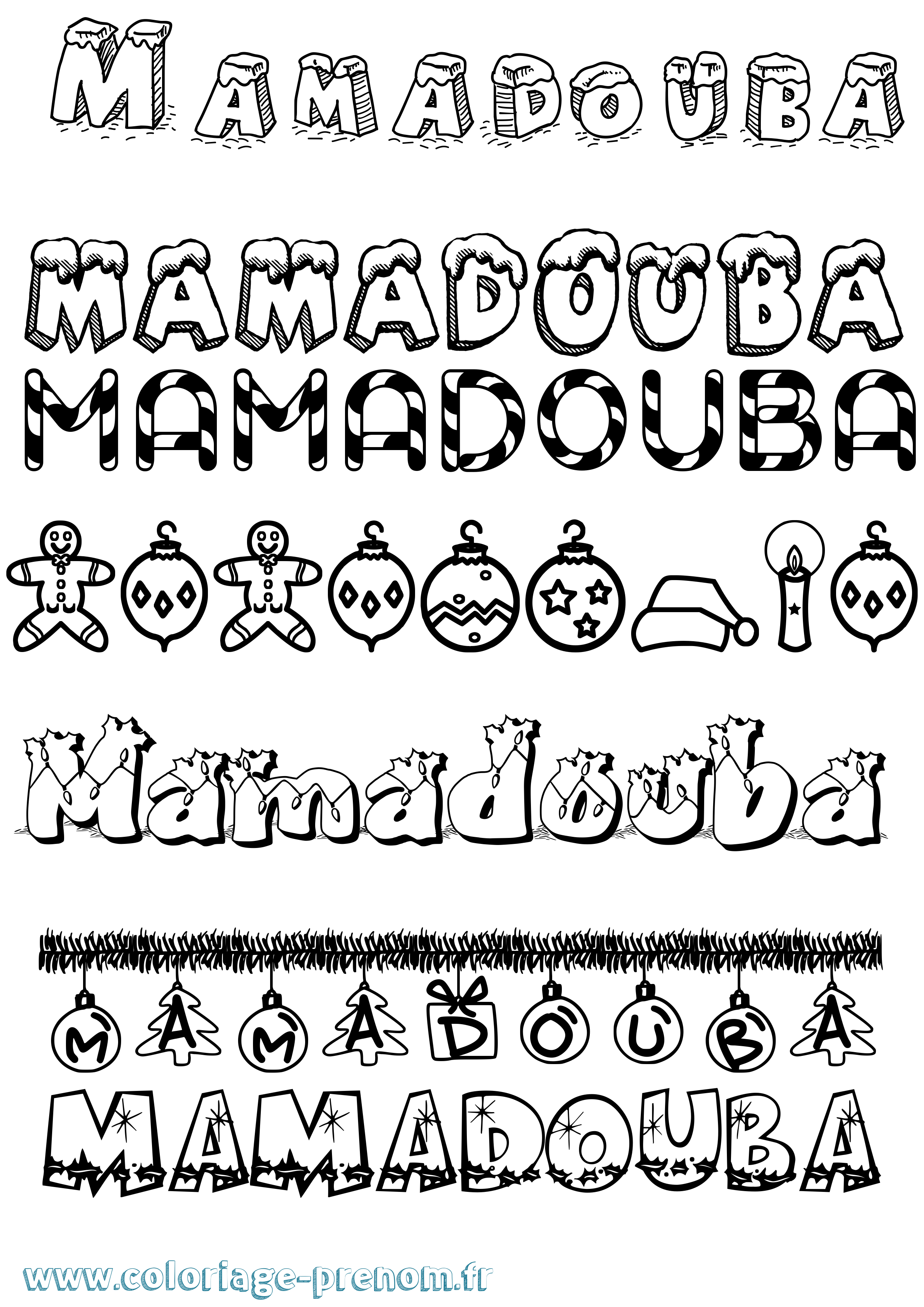 Coloriage Mamadouba Noël Coloriage prénom Mamadouba Noël