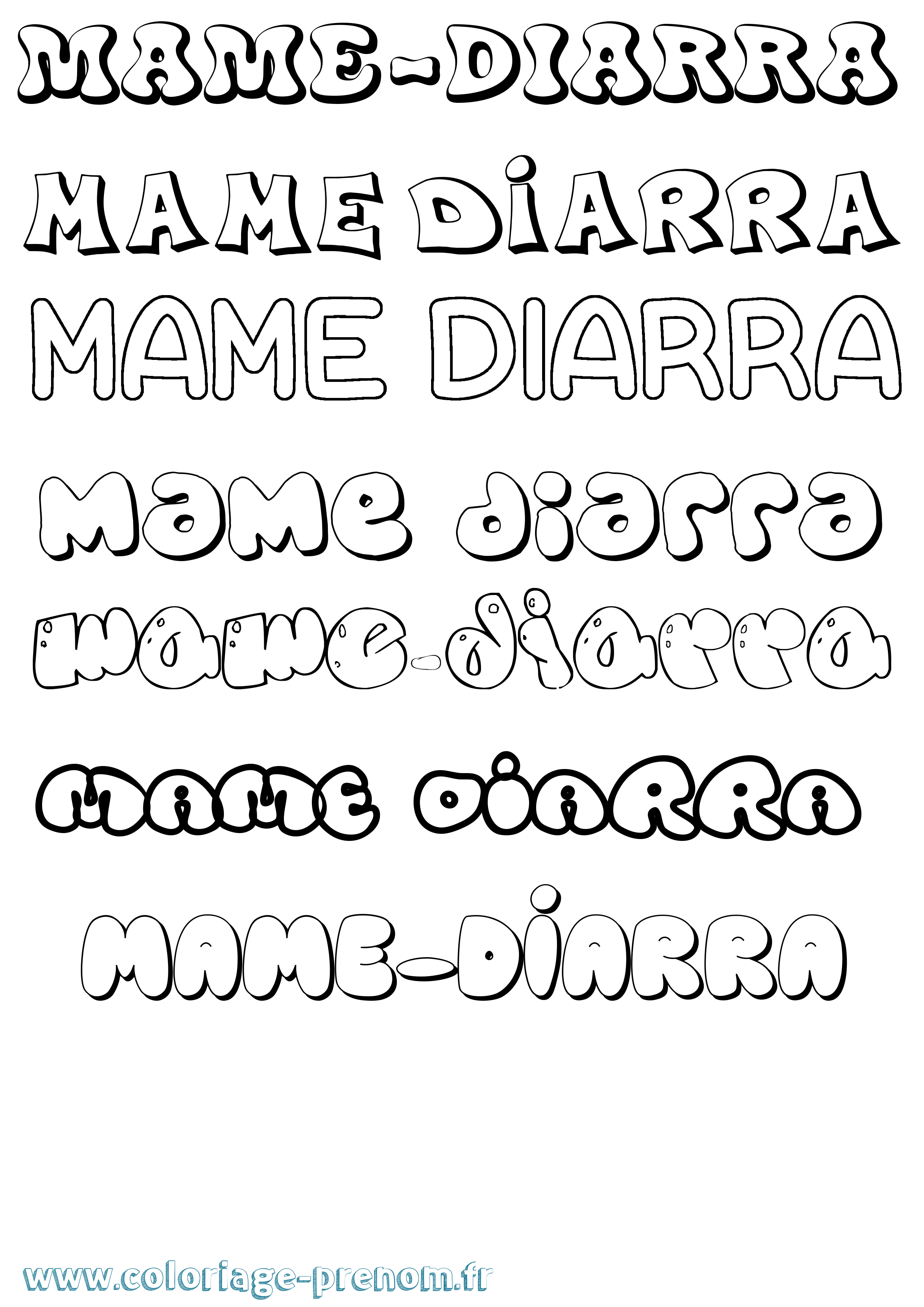 Coloriage Mame-Diarra Bubble Coloriage prénom Mame-Diarra Bubble