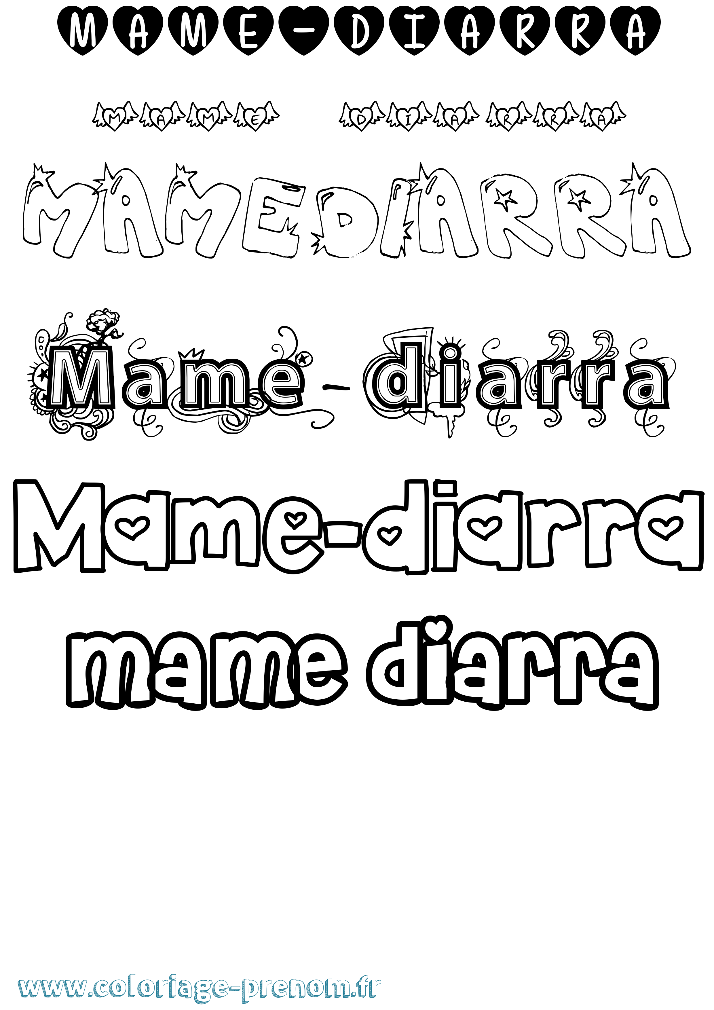 Coloriage Mame-Diarra Girly Coloriage prénom Mame-Diarra Girly