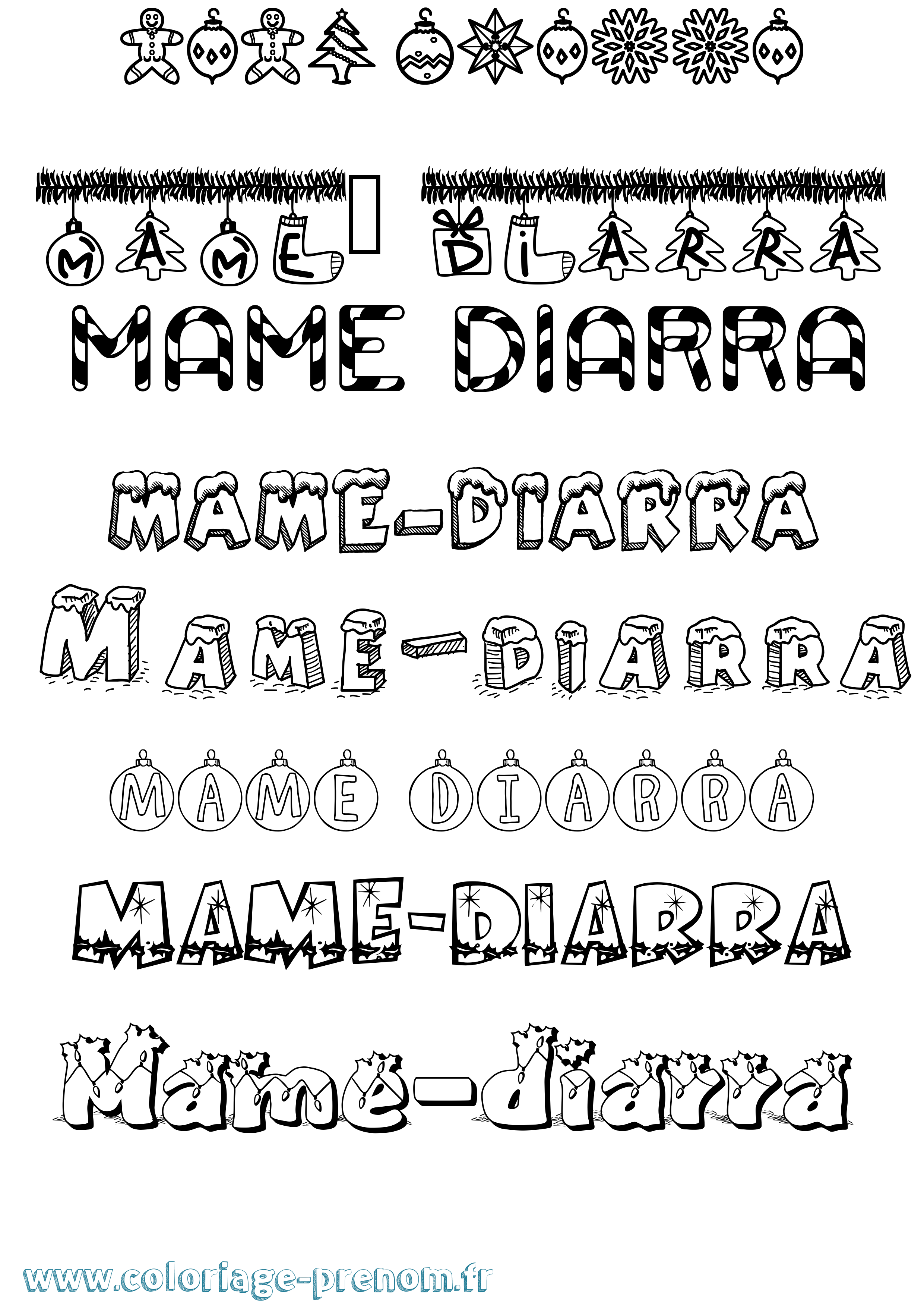 Coloriage Mame-Diarra Noël Coloriage prénom Mame-Diarra Noël