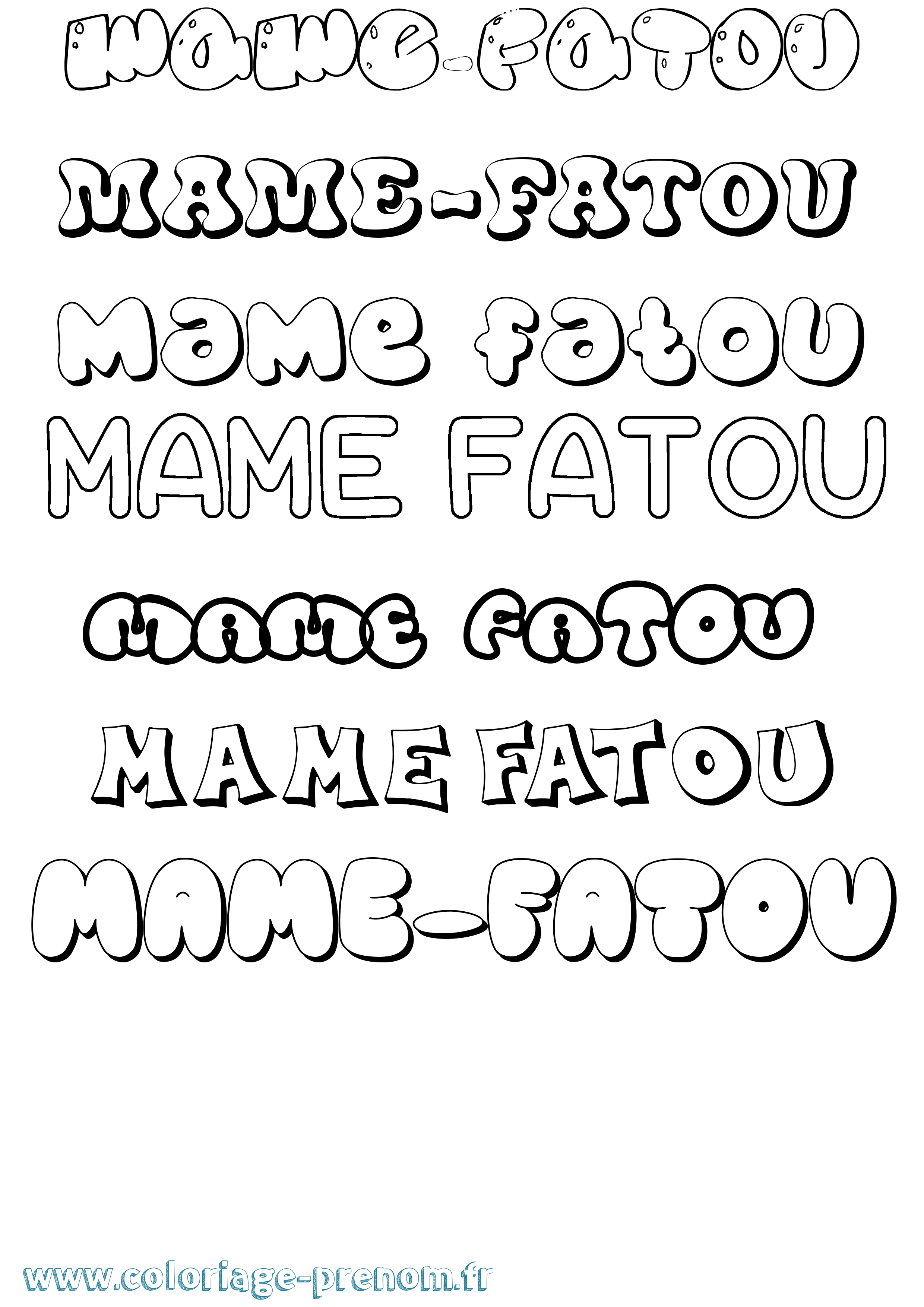 Coloriage Mame-Fatou Bubble Coloriage prénom Mame-Fatou Bubble
