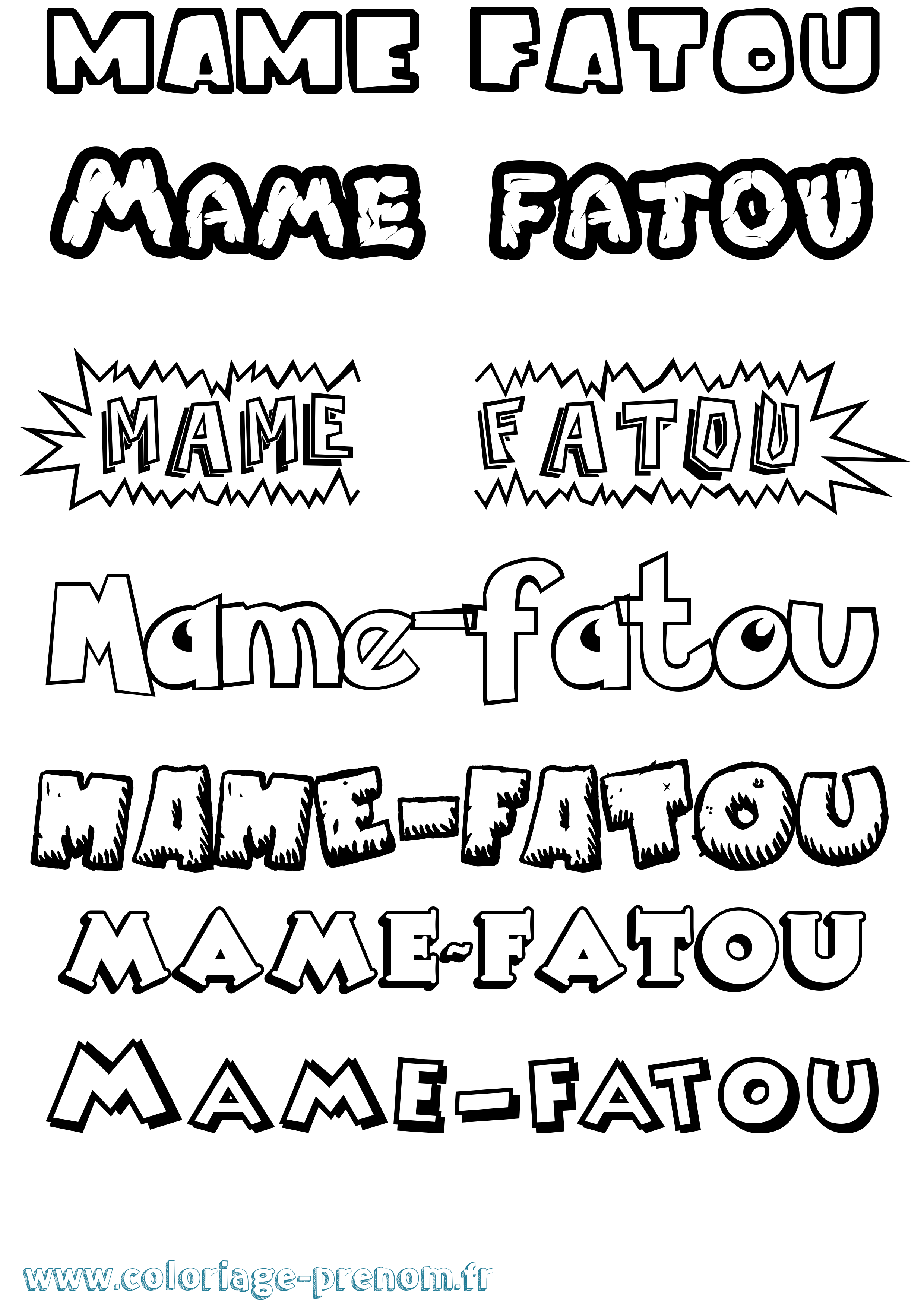 Coloriage Mame-Fatou Dessin Animé Coloriage prénom Mame-Fatou Dessin Animé