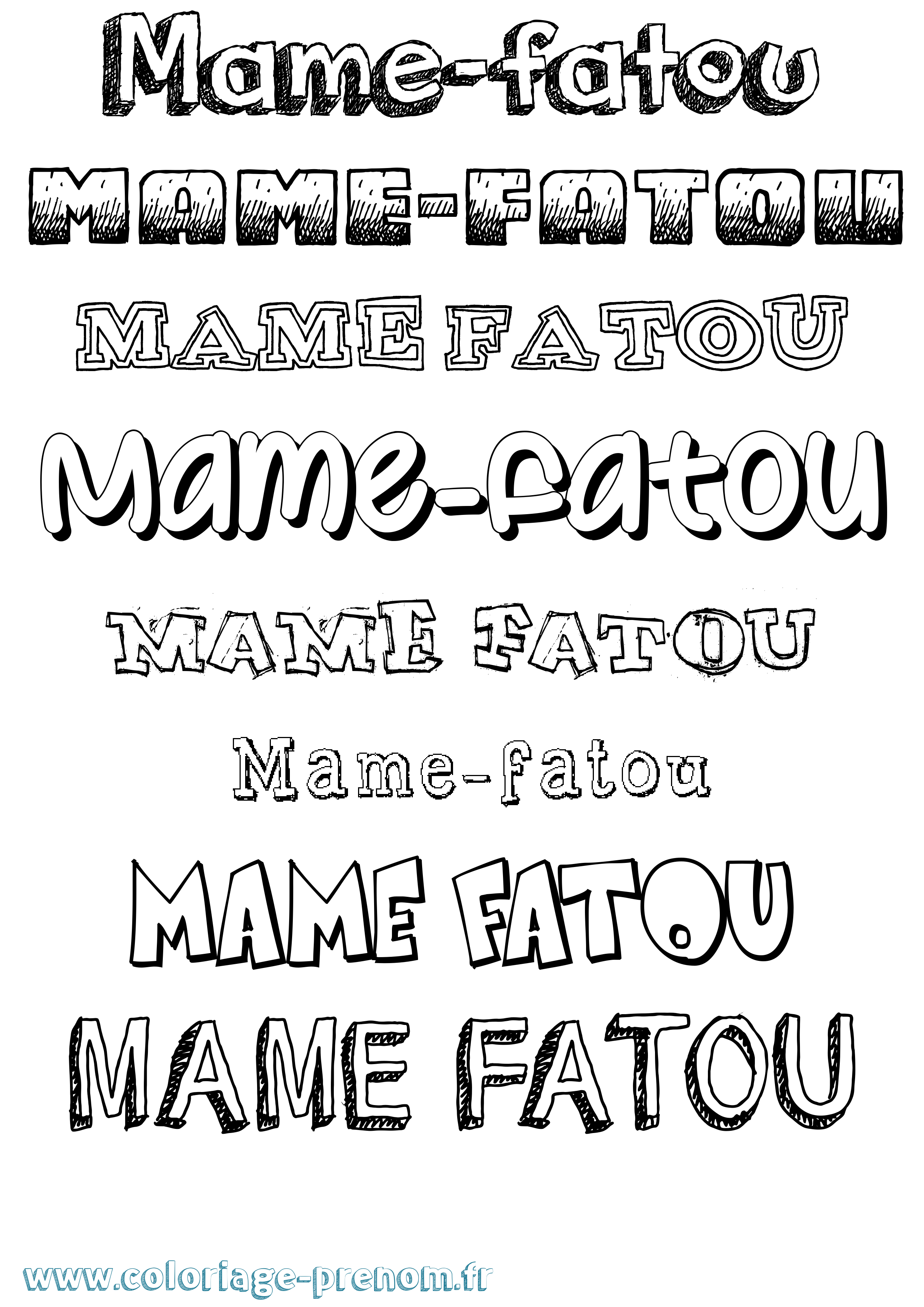 Coloriage Mame-Fatou Dessiné Coloriage prénom Mame-Fatou Dessiné