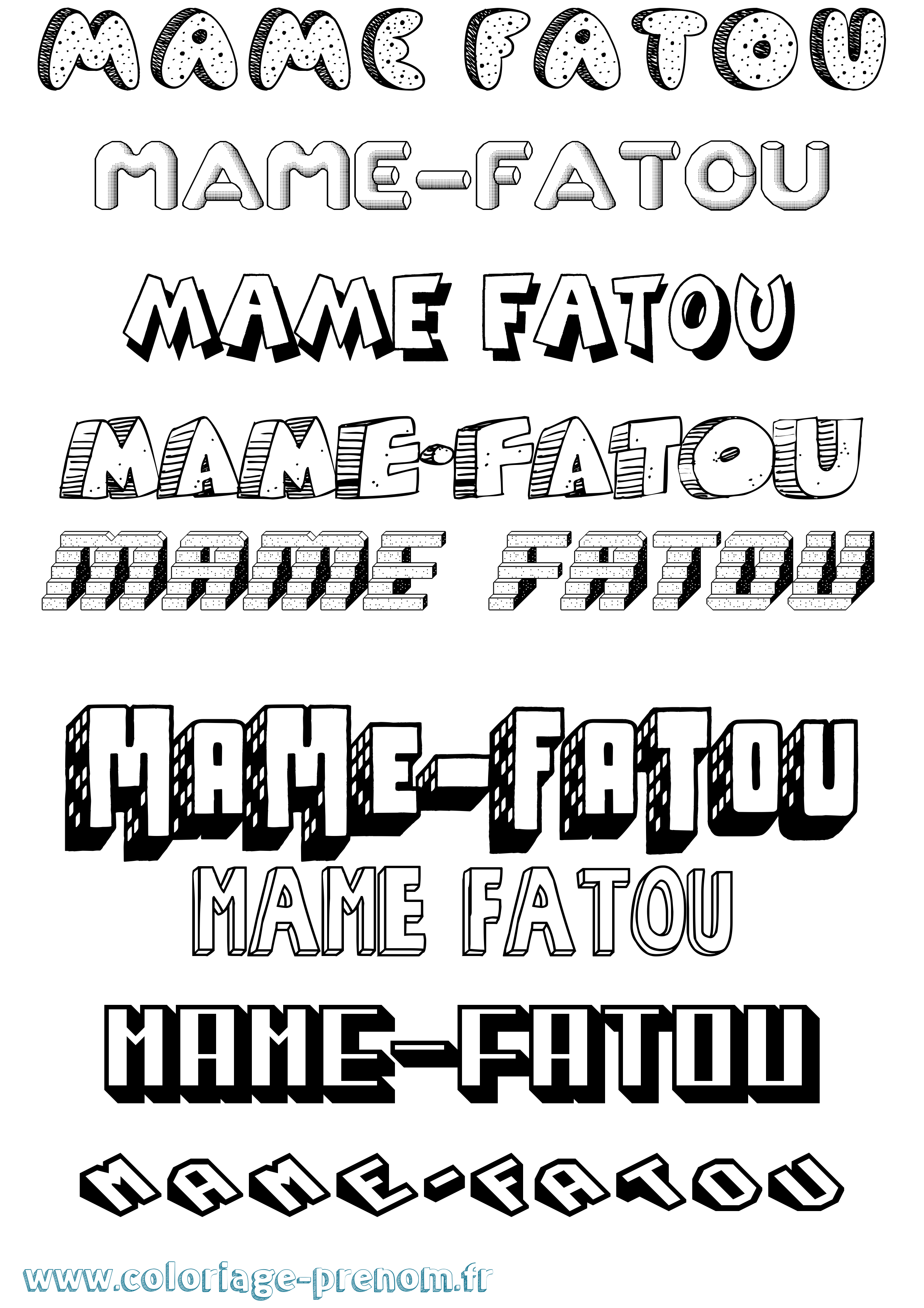 Coloriage Mame-Fatou Effet 3D Coloriage prénom Mame-Fatou Effet 3D
