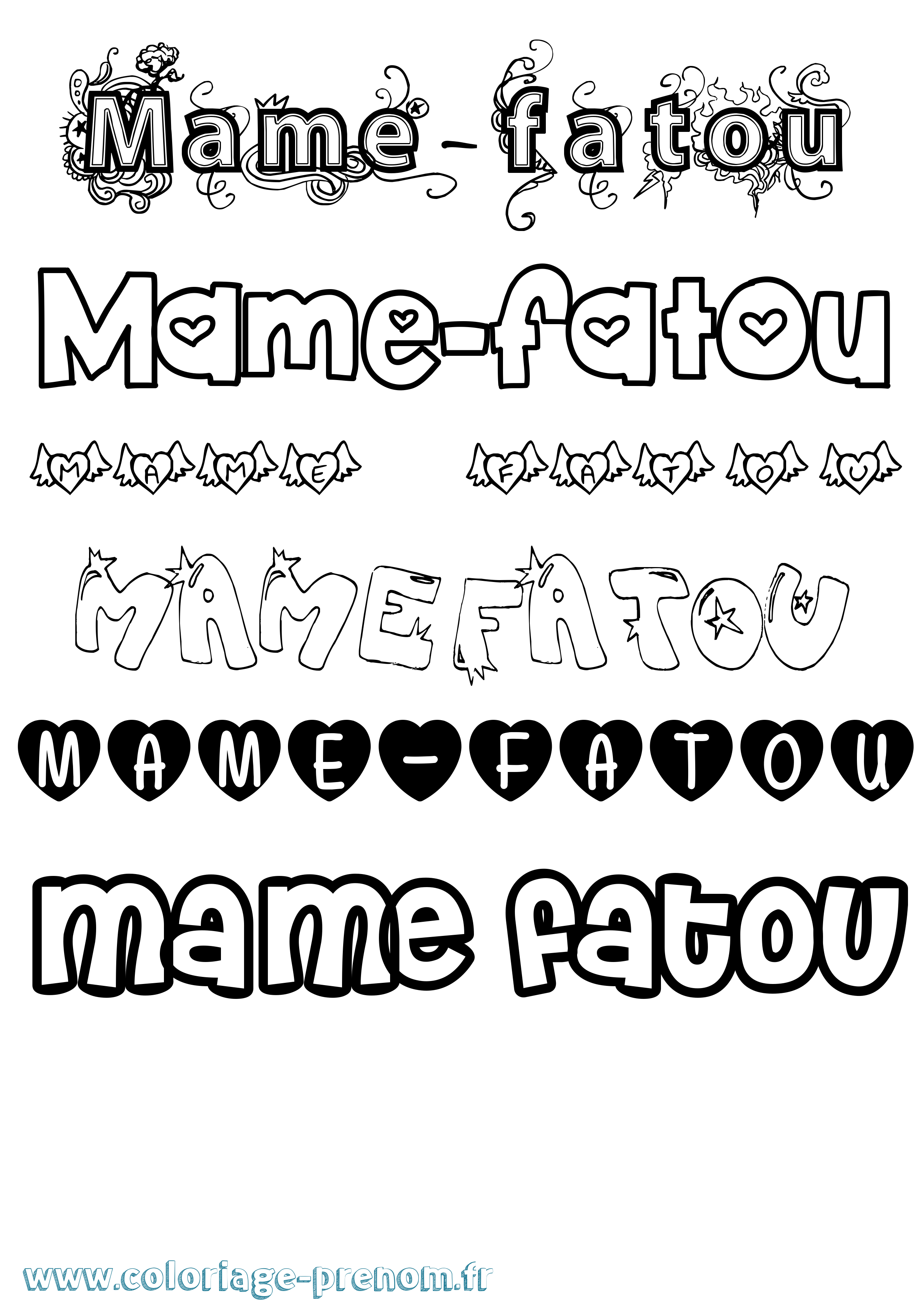 Coloriage Mame-Fatou Girly Coloriage prénom Mame-Fatou Girly