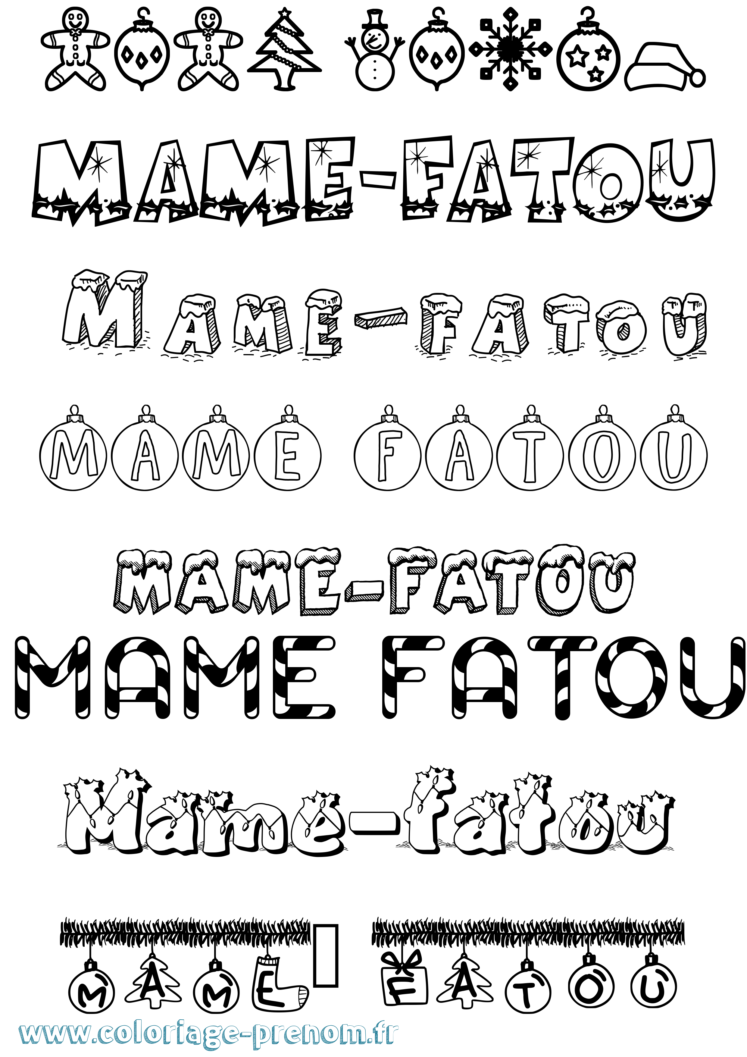 Coloriage Mame-Fatou Noël Coloriage prénom Mame-Fatou Noël