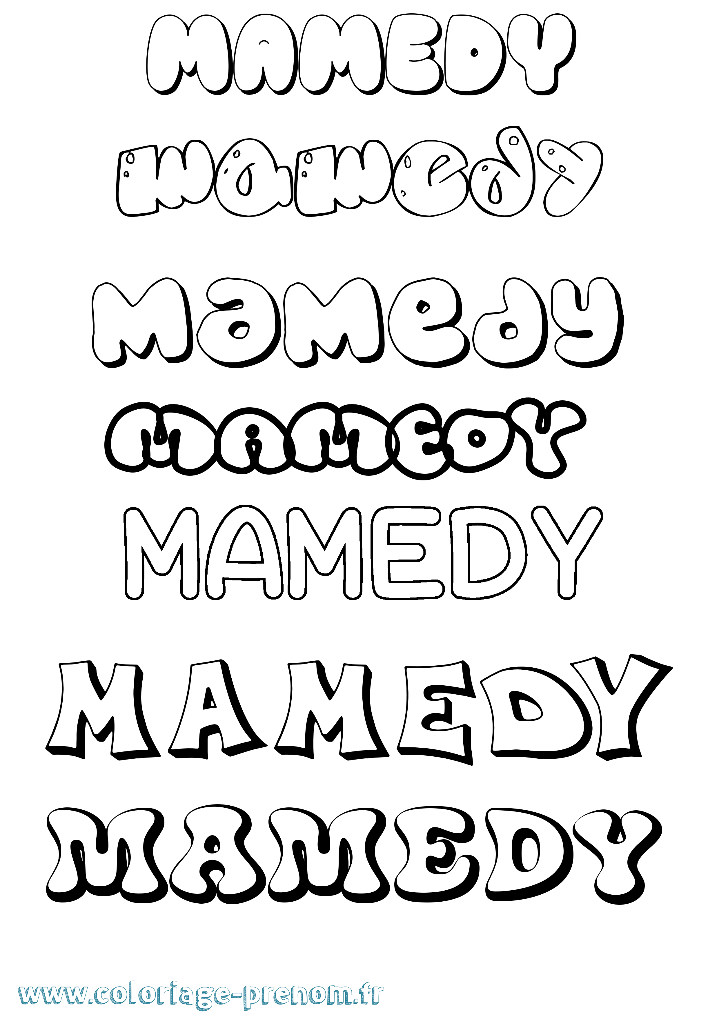 Coloriage Mamedy Bubble Coloriage prénom Mamedy Bubble