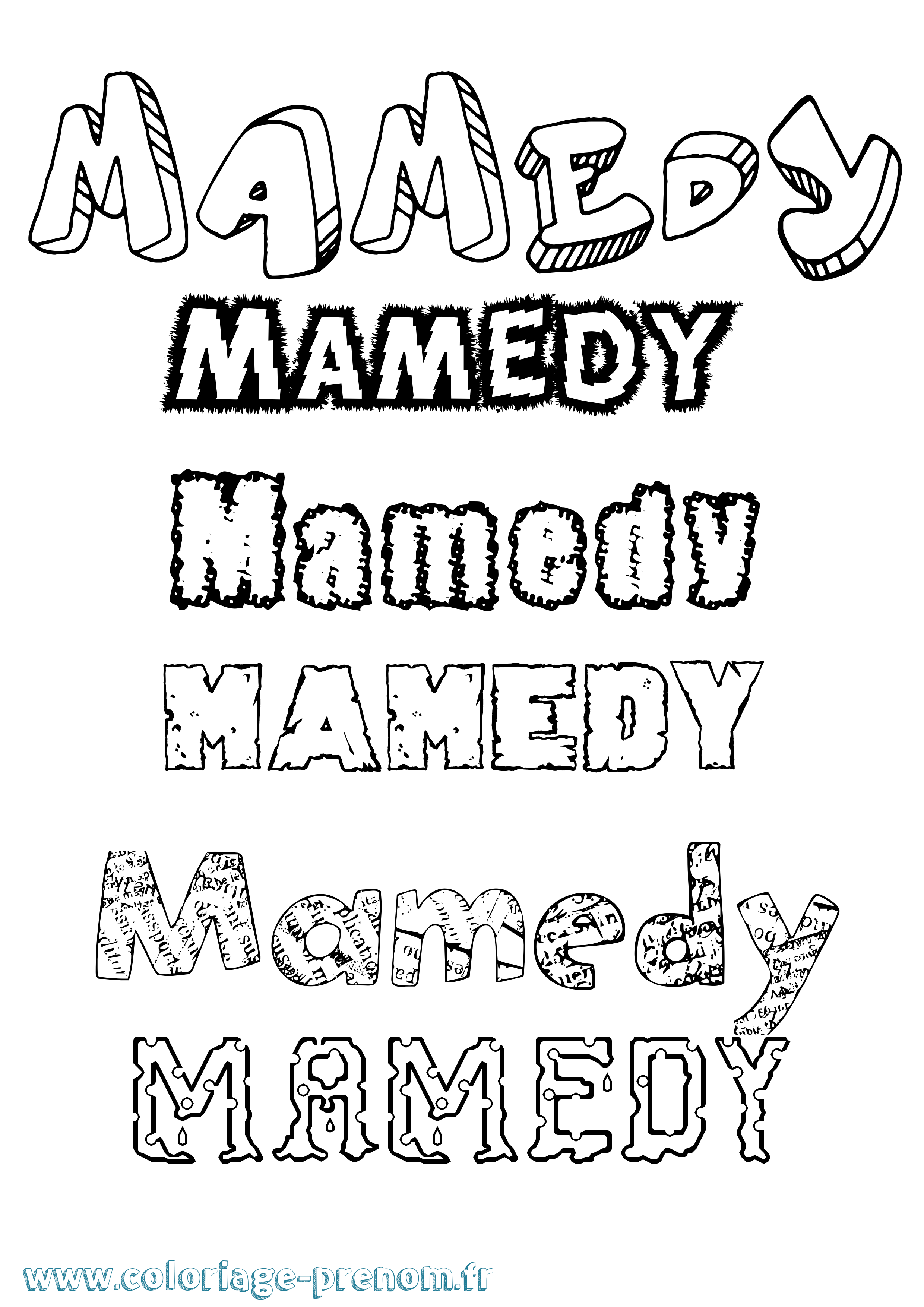 Coloriage Mamedy Destructuré Coloriage prénom Mamedy Destructuré