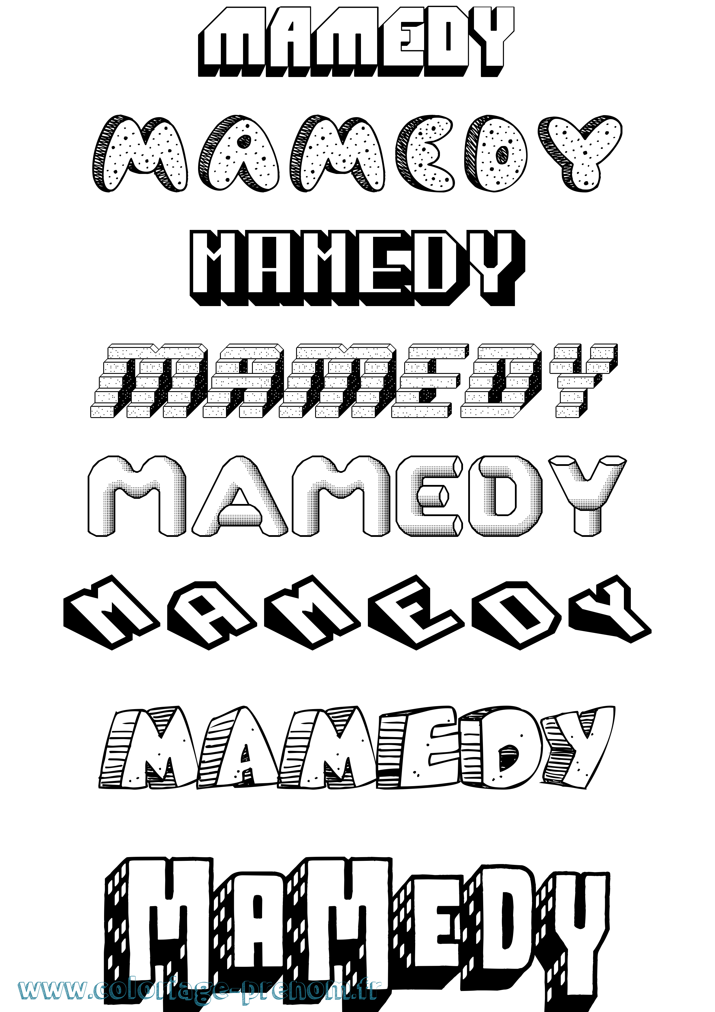 Coloriage Mamedy Effet 3D Coloriage prénom Mamedy Effet 3D