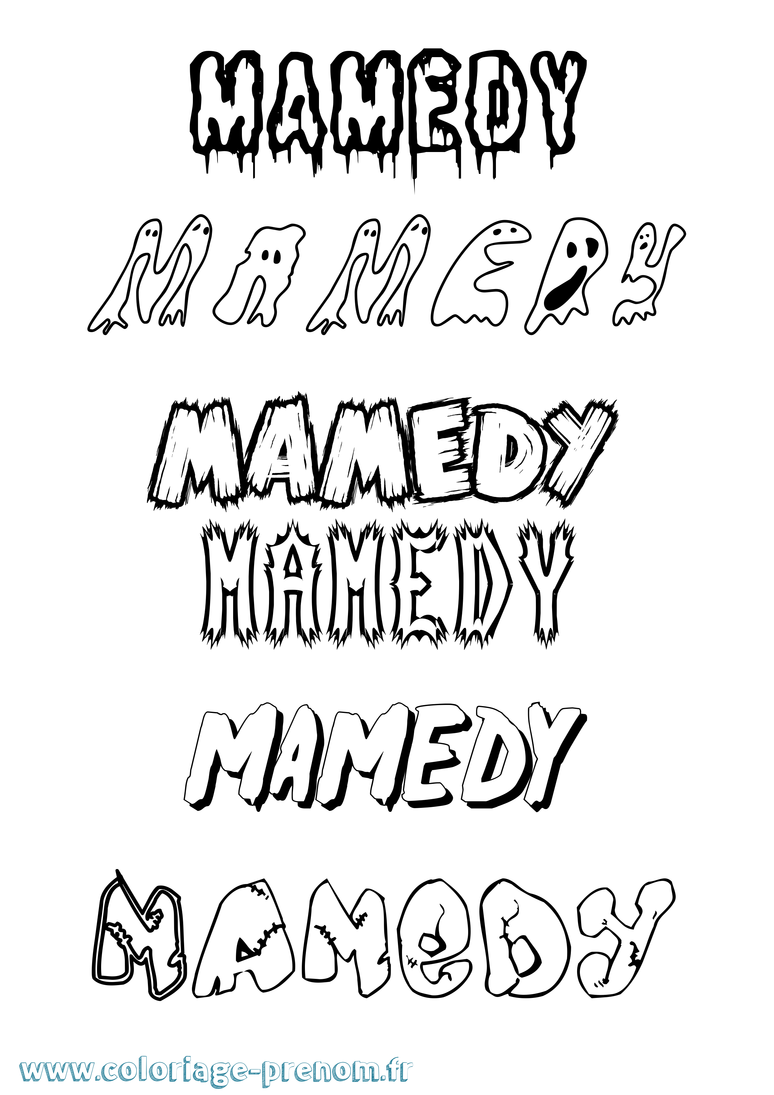 Coloriage Mamedy Frisson Coloriage prénom Mamedy Frisson