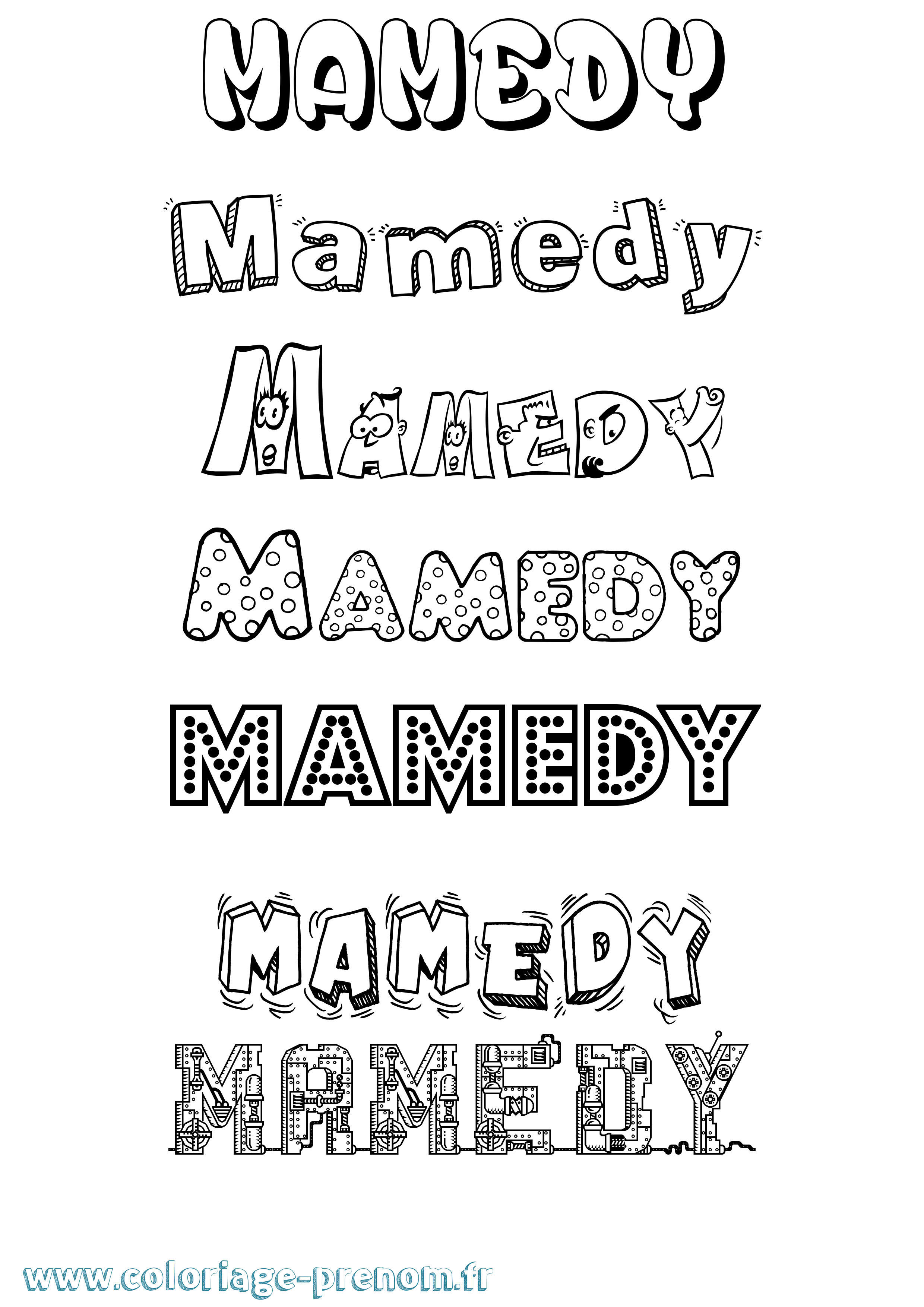 Coloriage Mamedy Fun Coloriage prénom Mamedy Fun