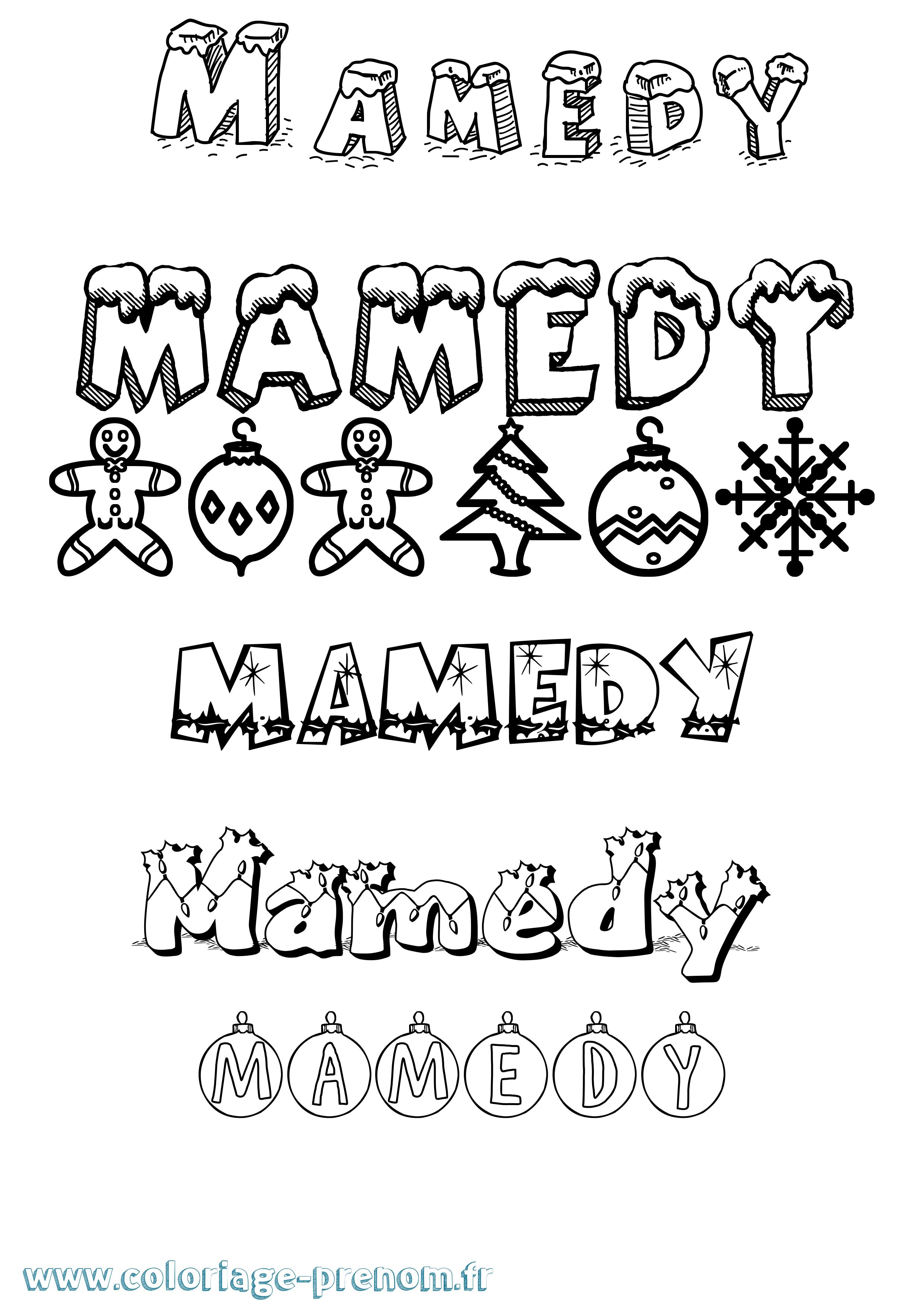 Coloriage Mamedy Noël Coloriage prénom Mamedy Noël