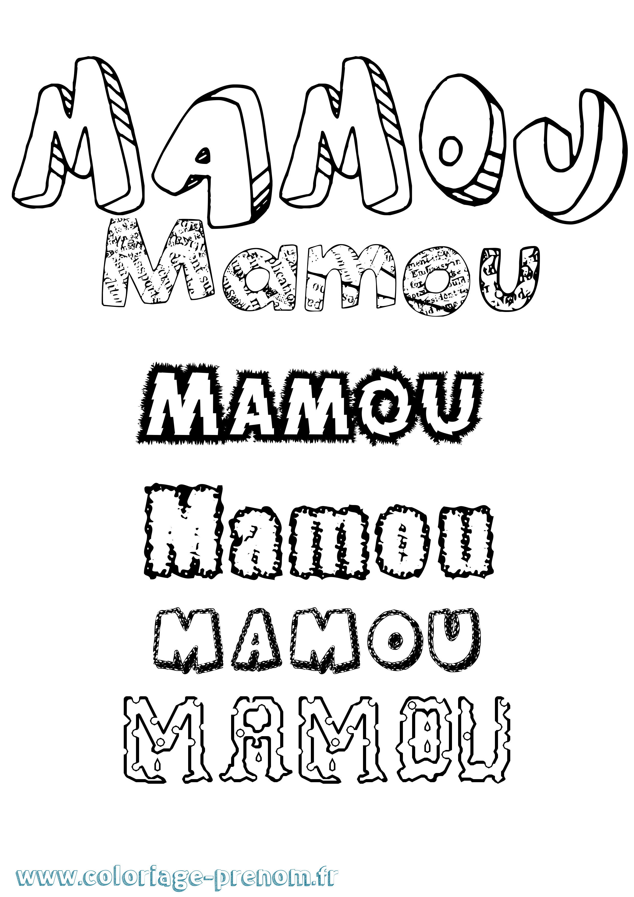 Coloriage Mamou Destructuré Coloriage prénom Mamou Destructuré