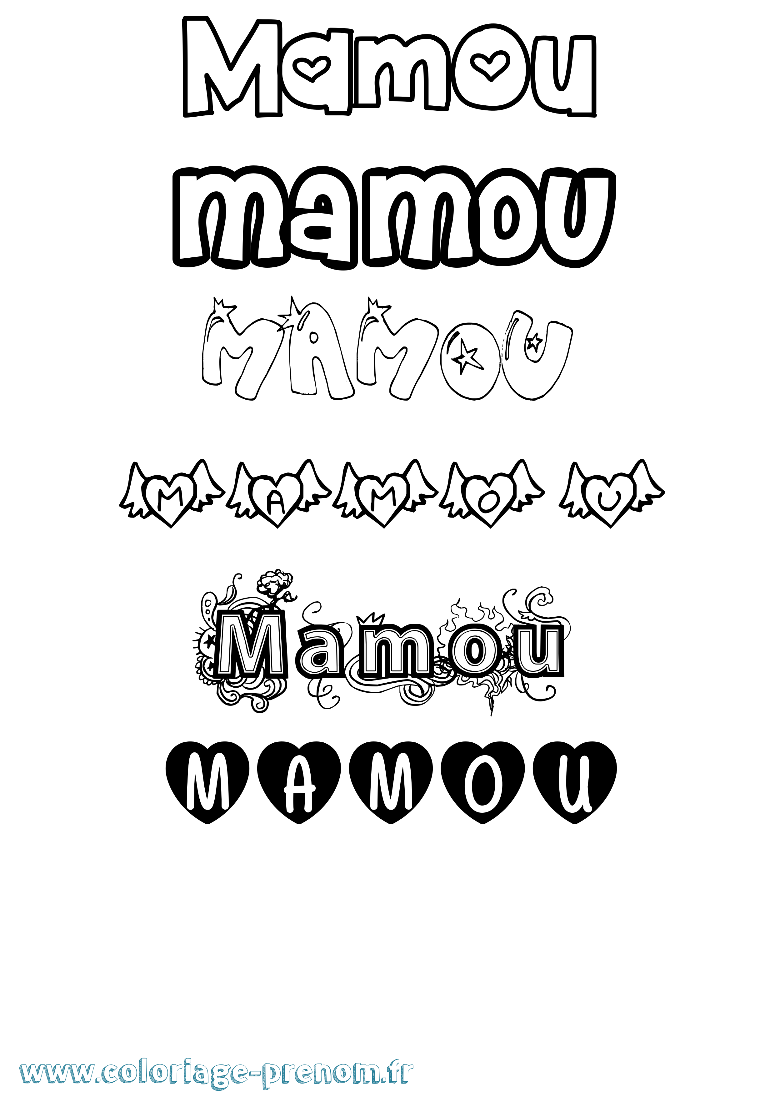 Coloriage Mamou Girly Coloriage prénom Mamou Girly