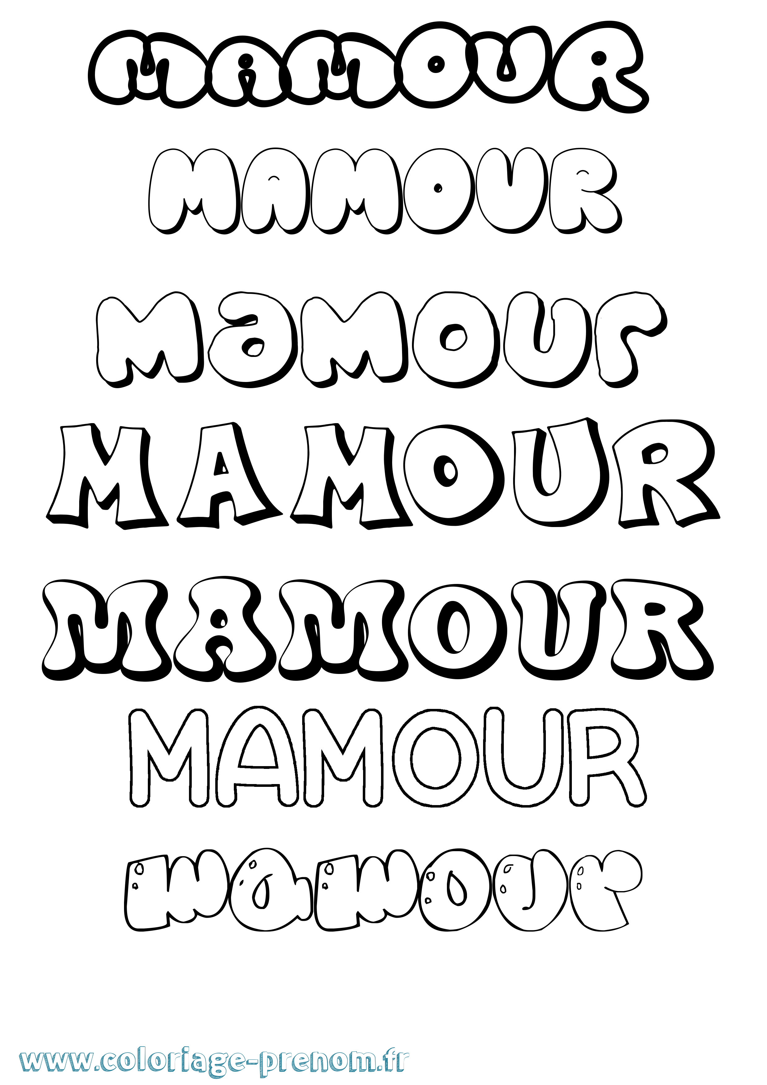 Coloriage Mamour Bubble Coloriage prénom Mamour Bubble