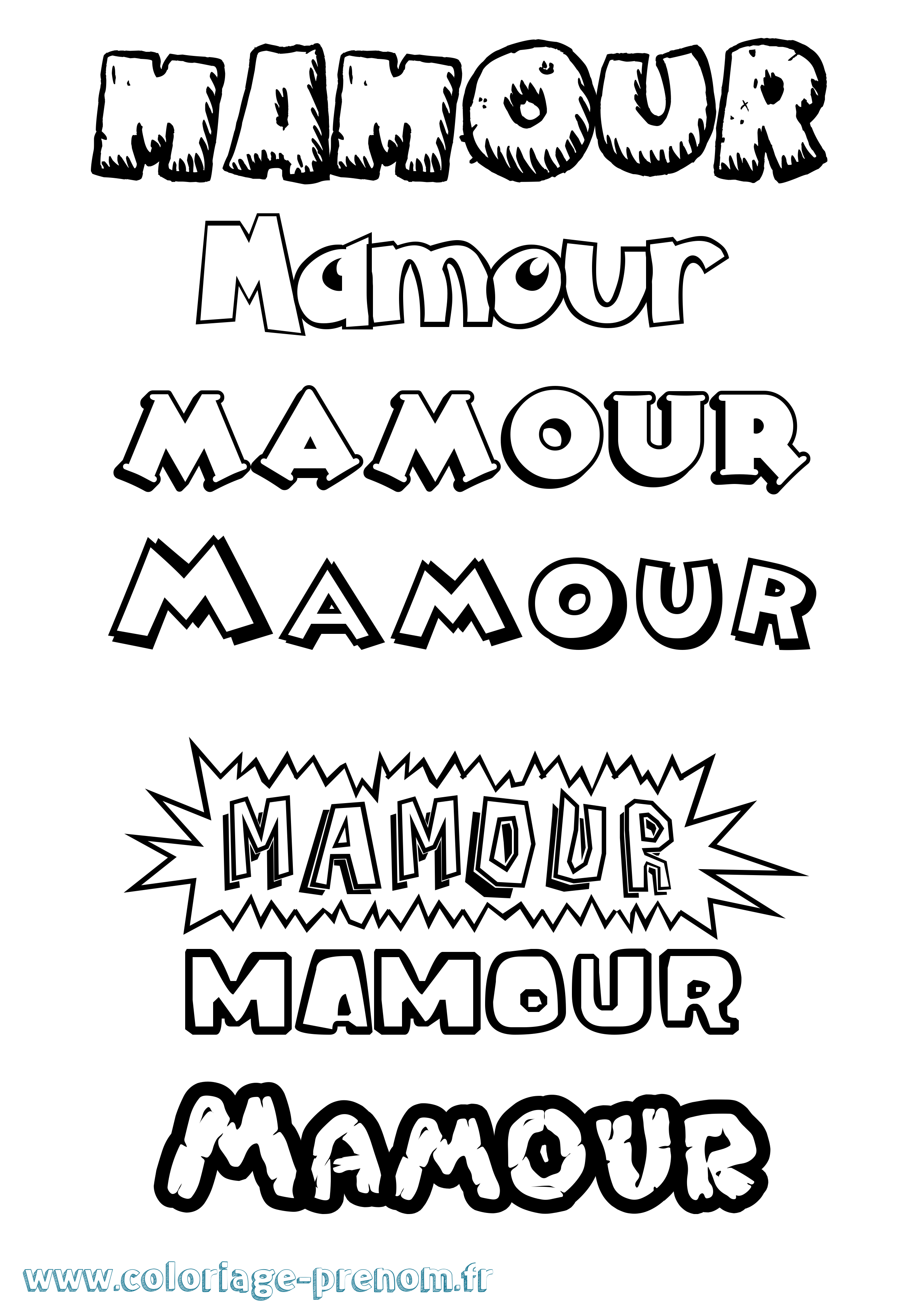 Coloriage Mamour Dessin Animé Coloriage prénom Mamour Dessin Animé
