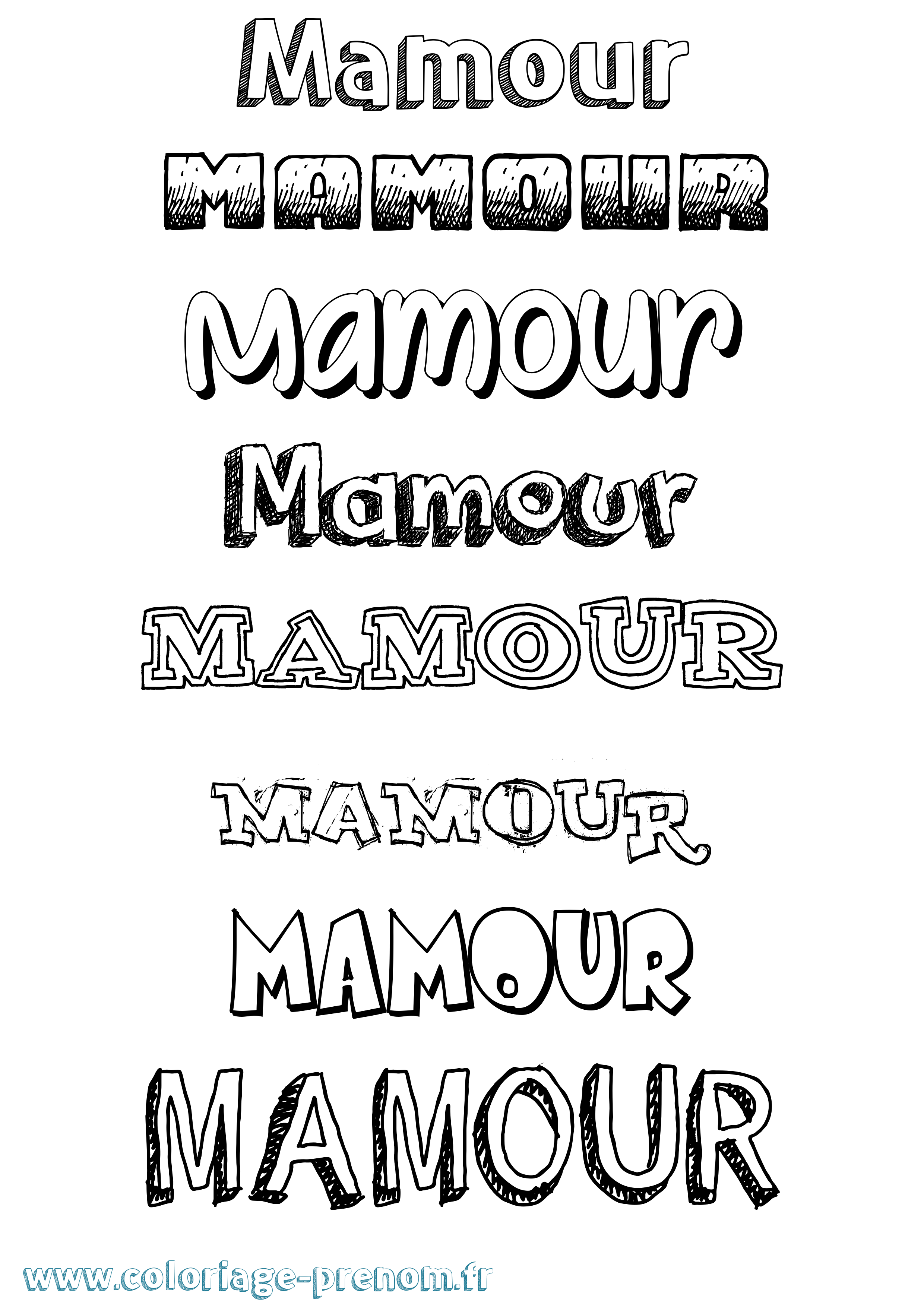 Coloriage Mamour Dessiné Coloriage prénom Mamour Dessiné