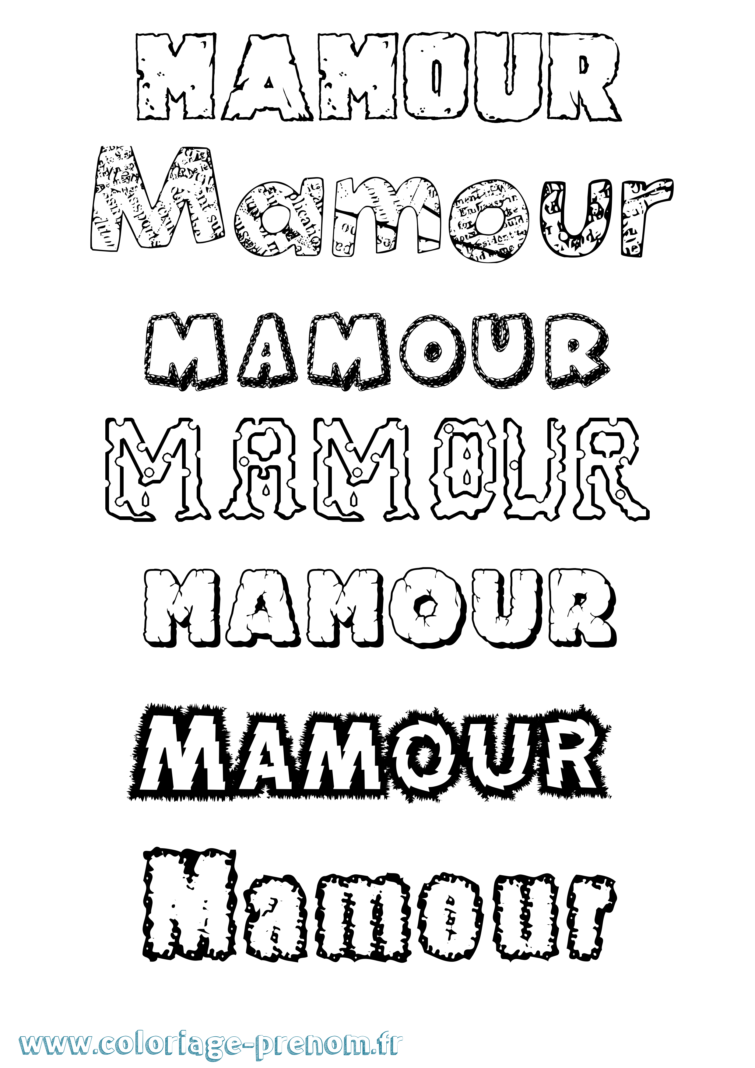Coloriage Mamour Destructuré Coloriage prénom Mamour Destructuré