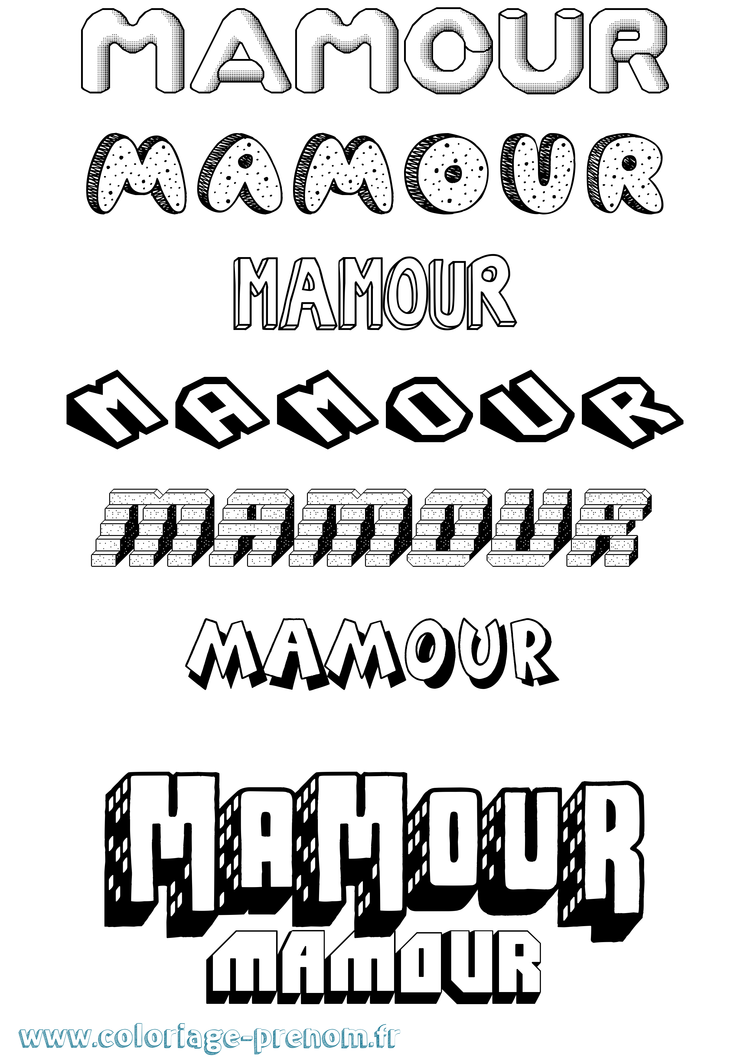 Coloriage Mamour Effet 3D Coloriage prénom Mamour Effet 3D