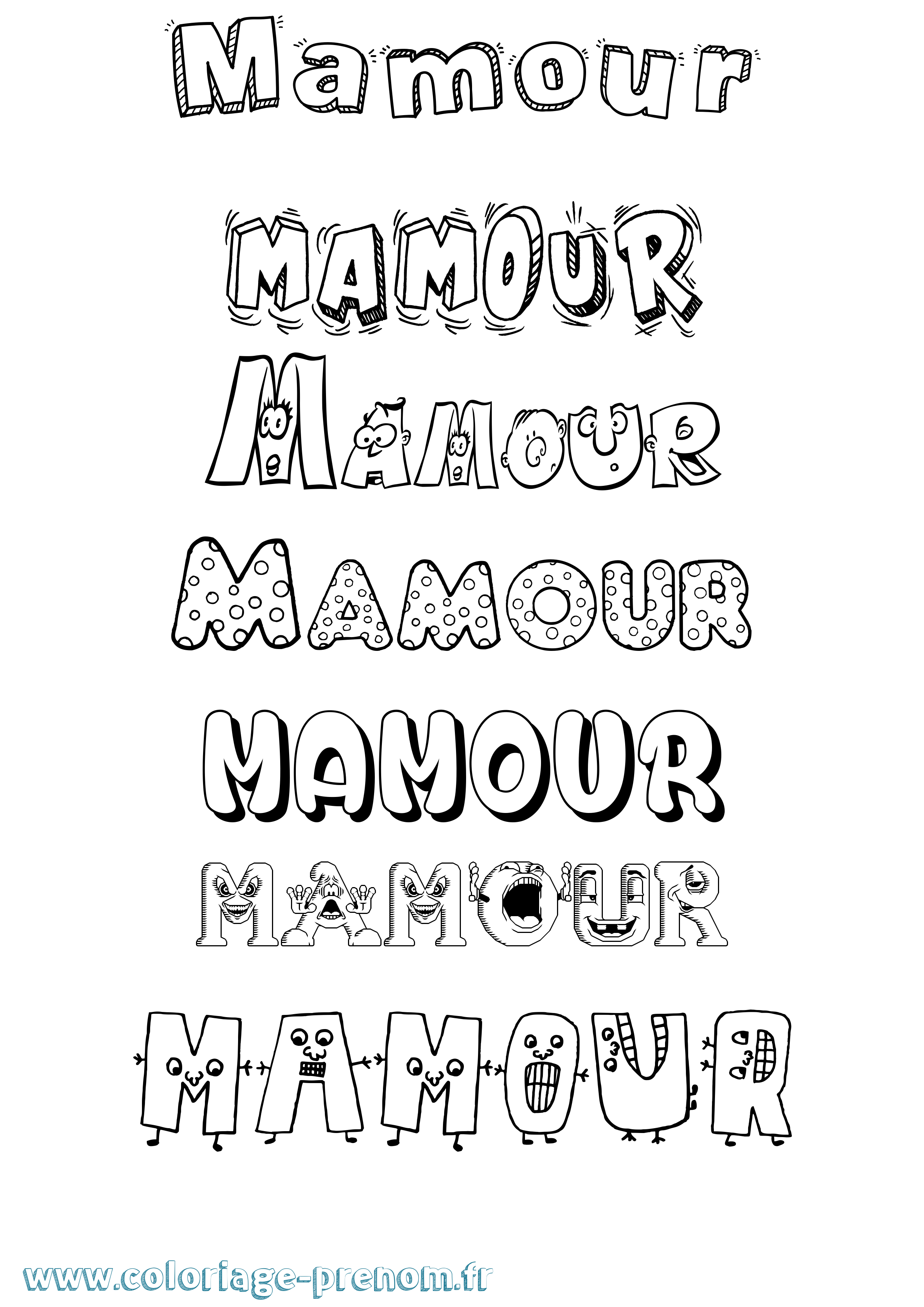 Coloriage Mamour Fun Coloriage prénom Mamour Fun