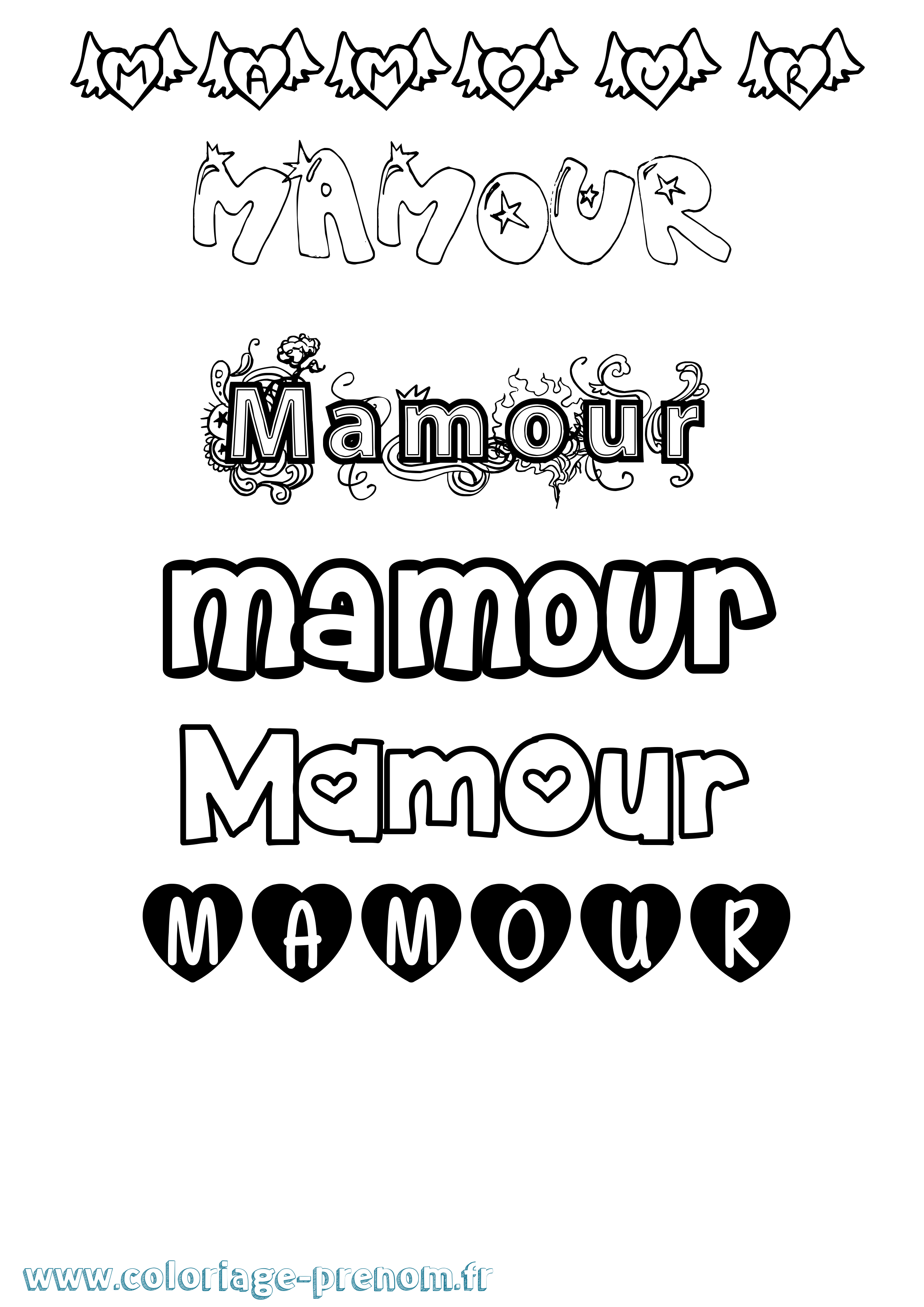 Coloriage Mamour Girly Coloriage prénom Mamour Girly