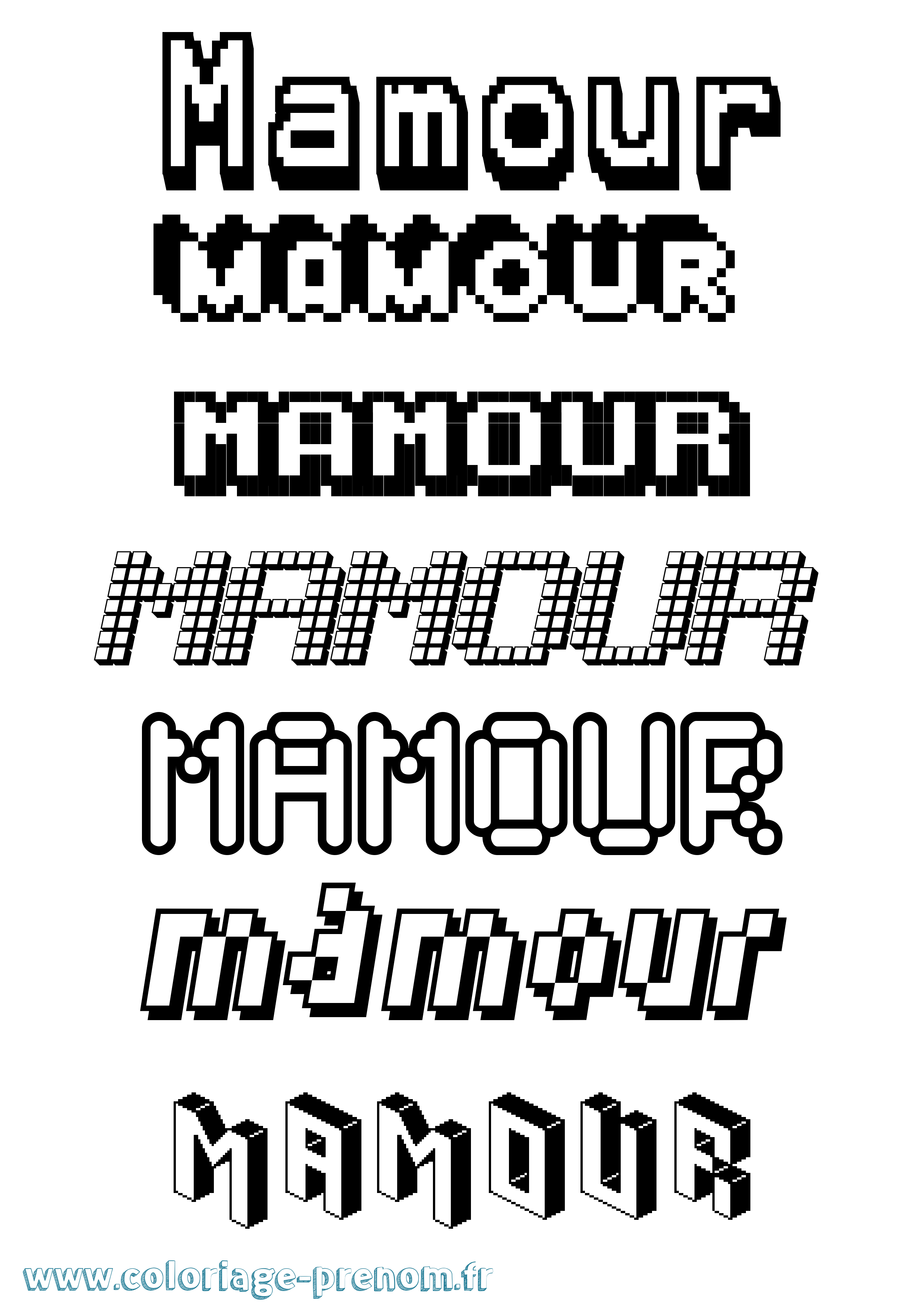 Coloriage Mamour Pixel Coloriage prénom Mamour Pixel