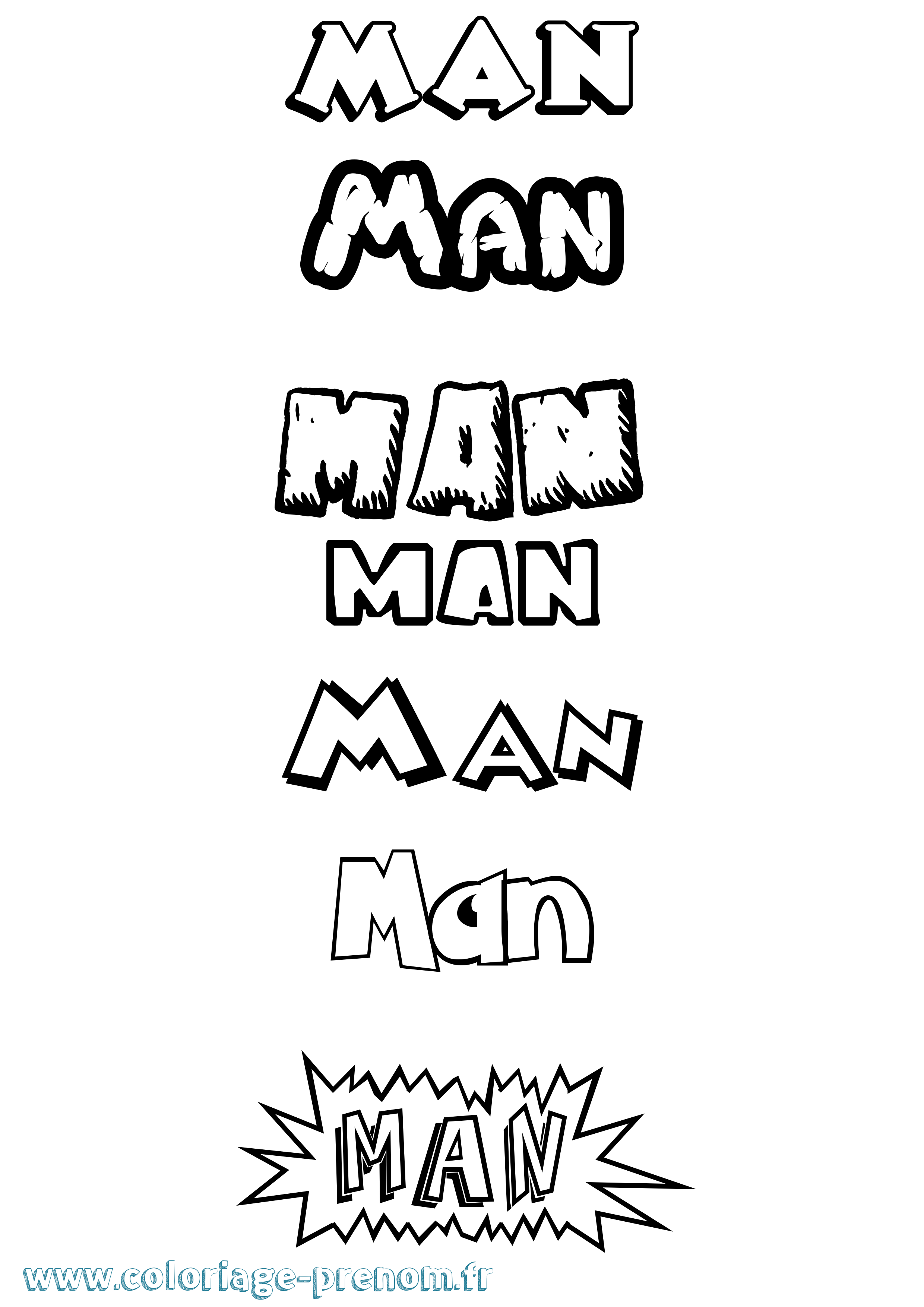 Coloriage Man Dessin Animé Coloriage prénom Man Dessin Animé