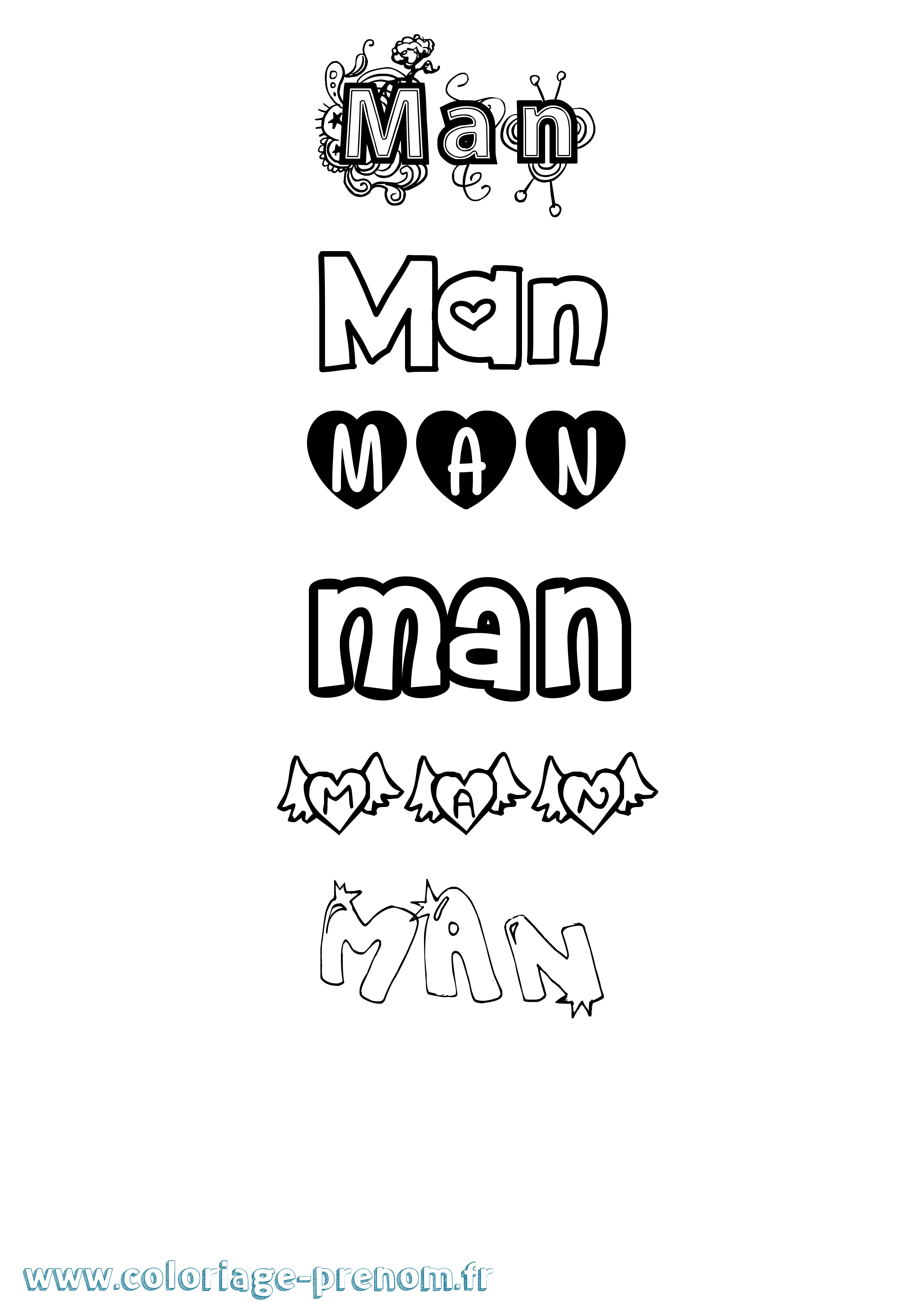 Coloriage Man Girly Coloriage prénom Man Girly