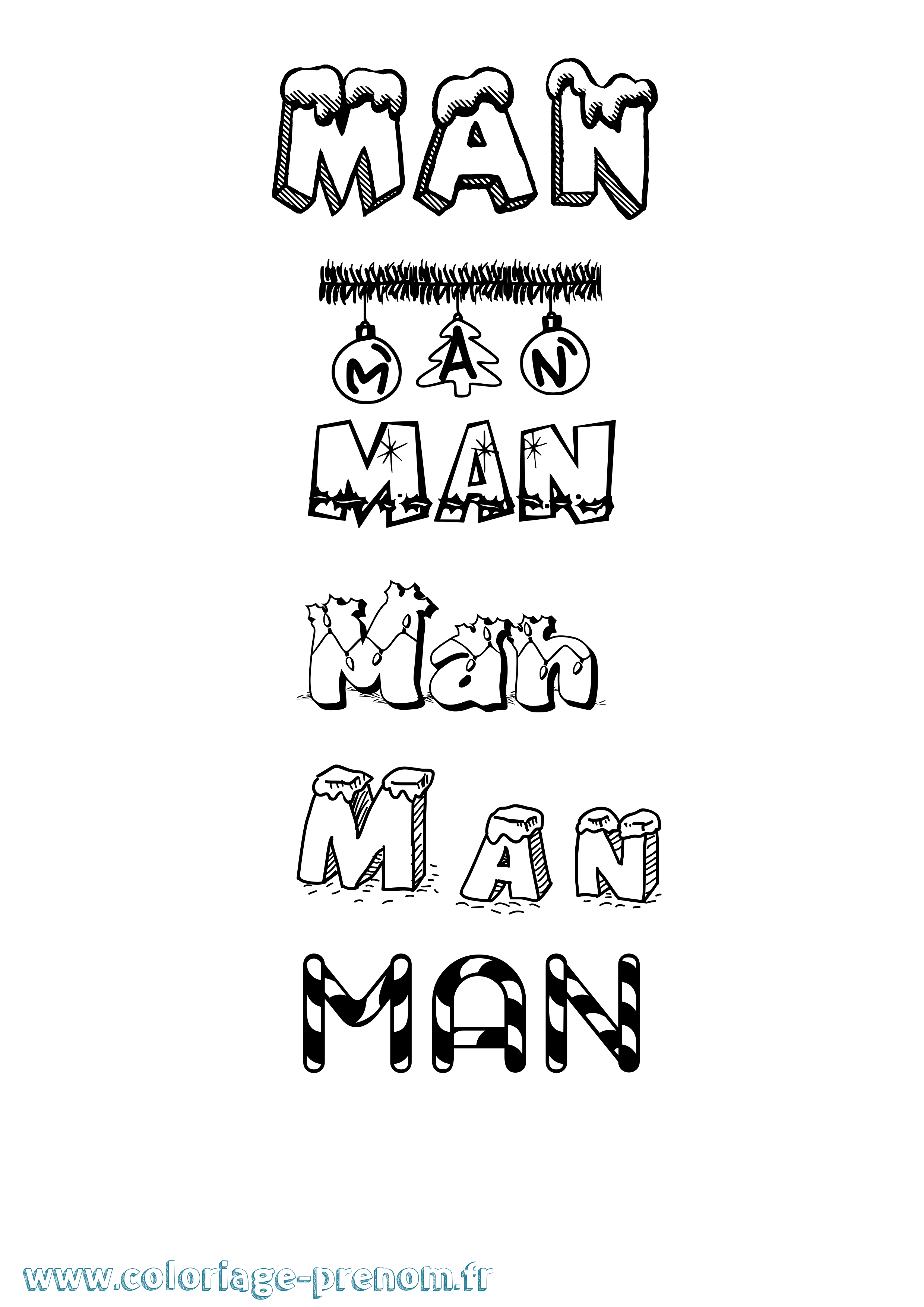 Coloriage Man Noël Coloriage prénom Man Noël