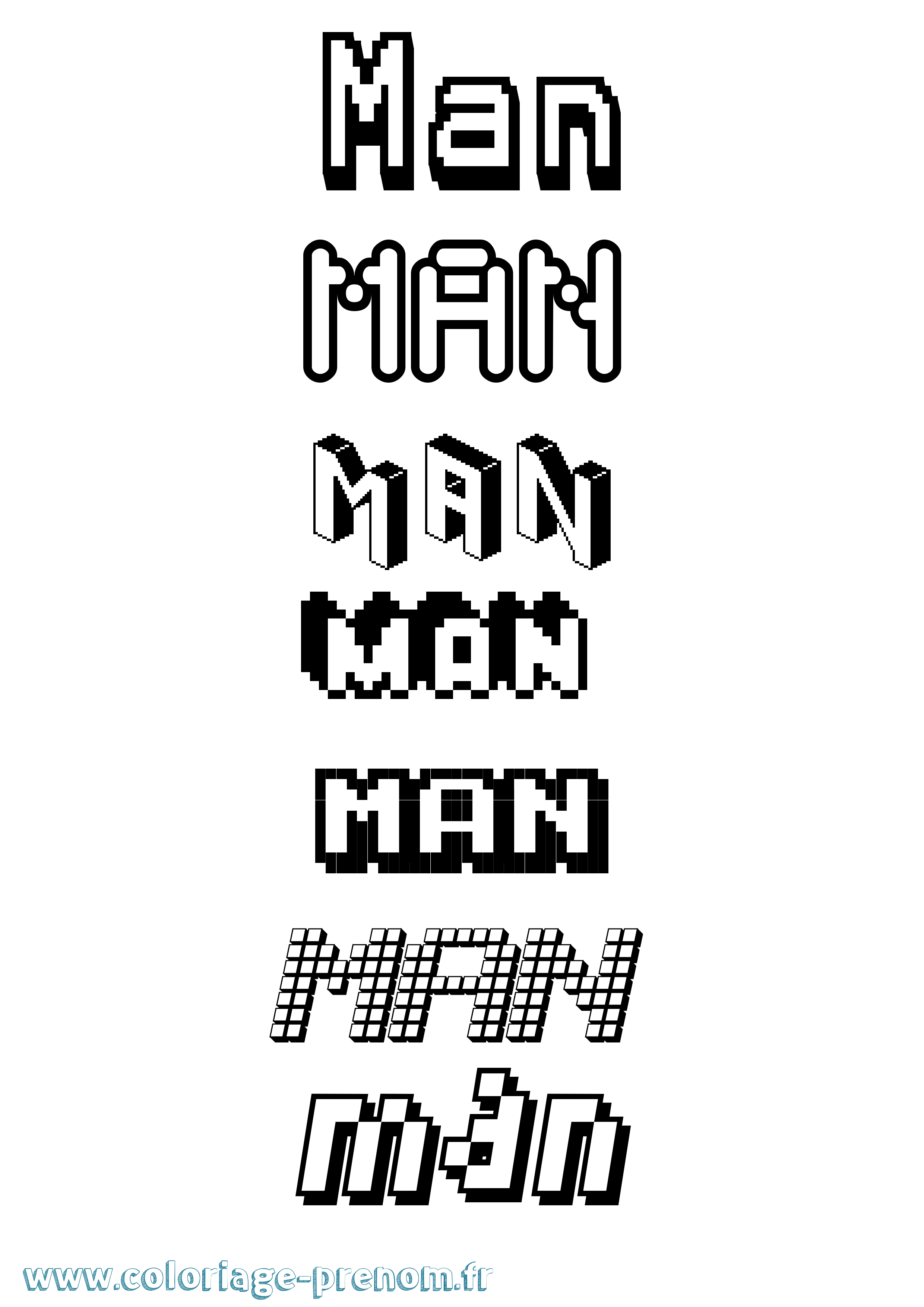 Coloriage Man Pixel Coloriage prénom Man Pixel