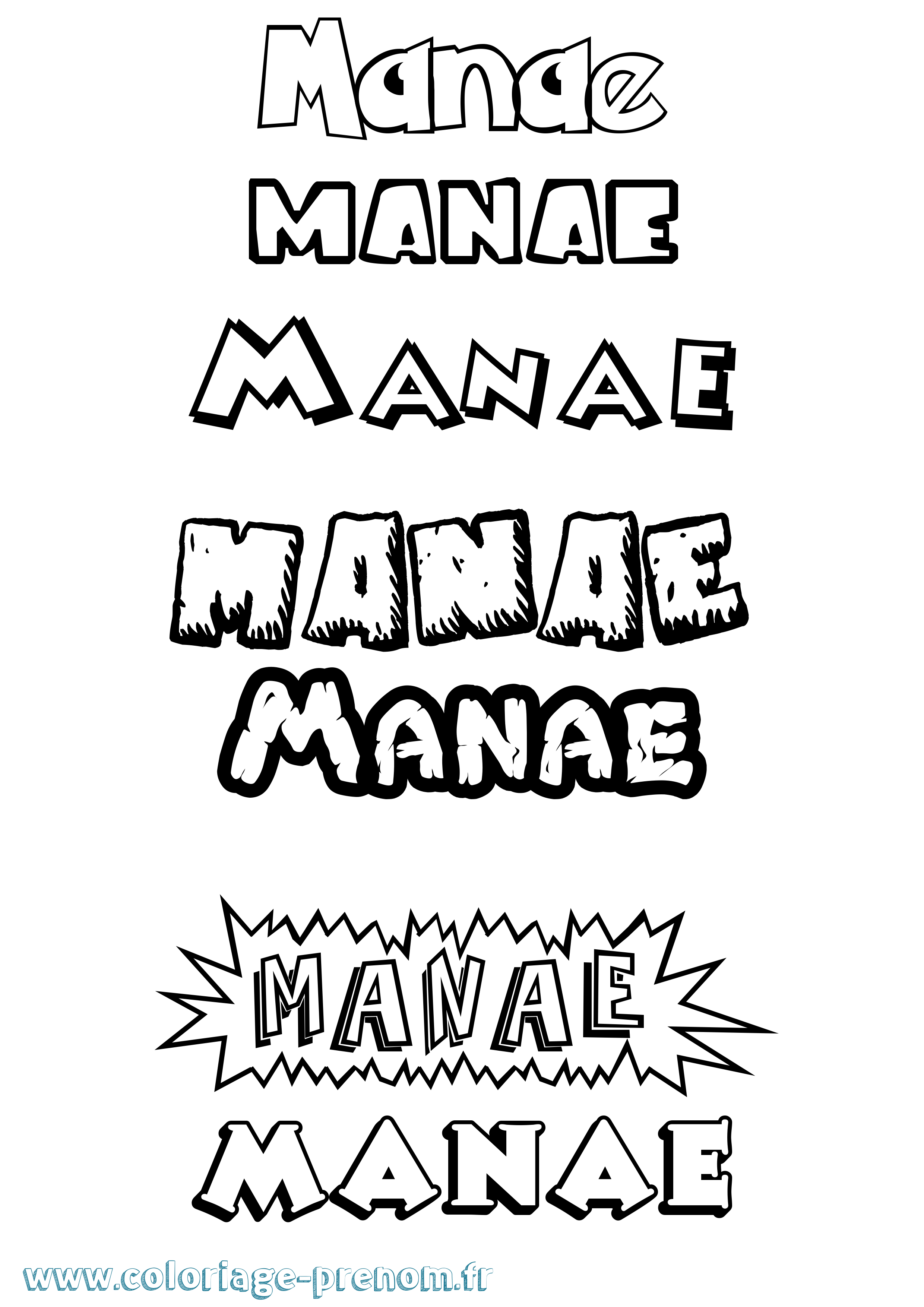 Coloriage Manae Dessin Animé Coloriage prénom Manae Dessin Animé