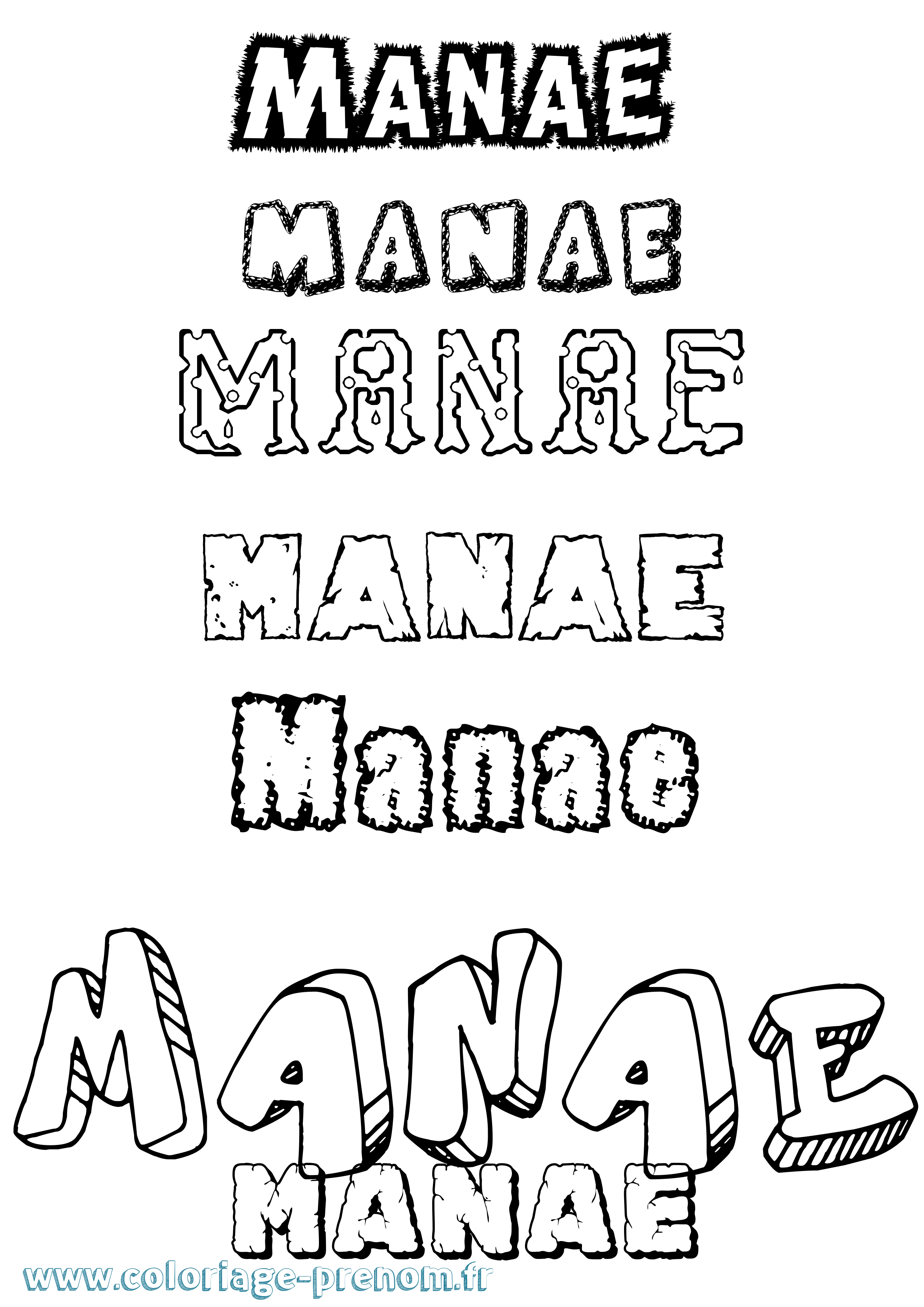 Coloriage Manae Destructuré Coloriage prénom Manae Destructuré