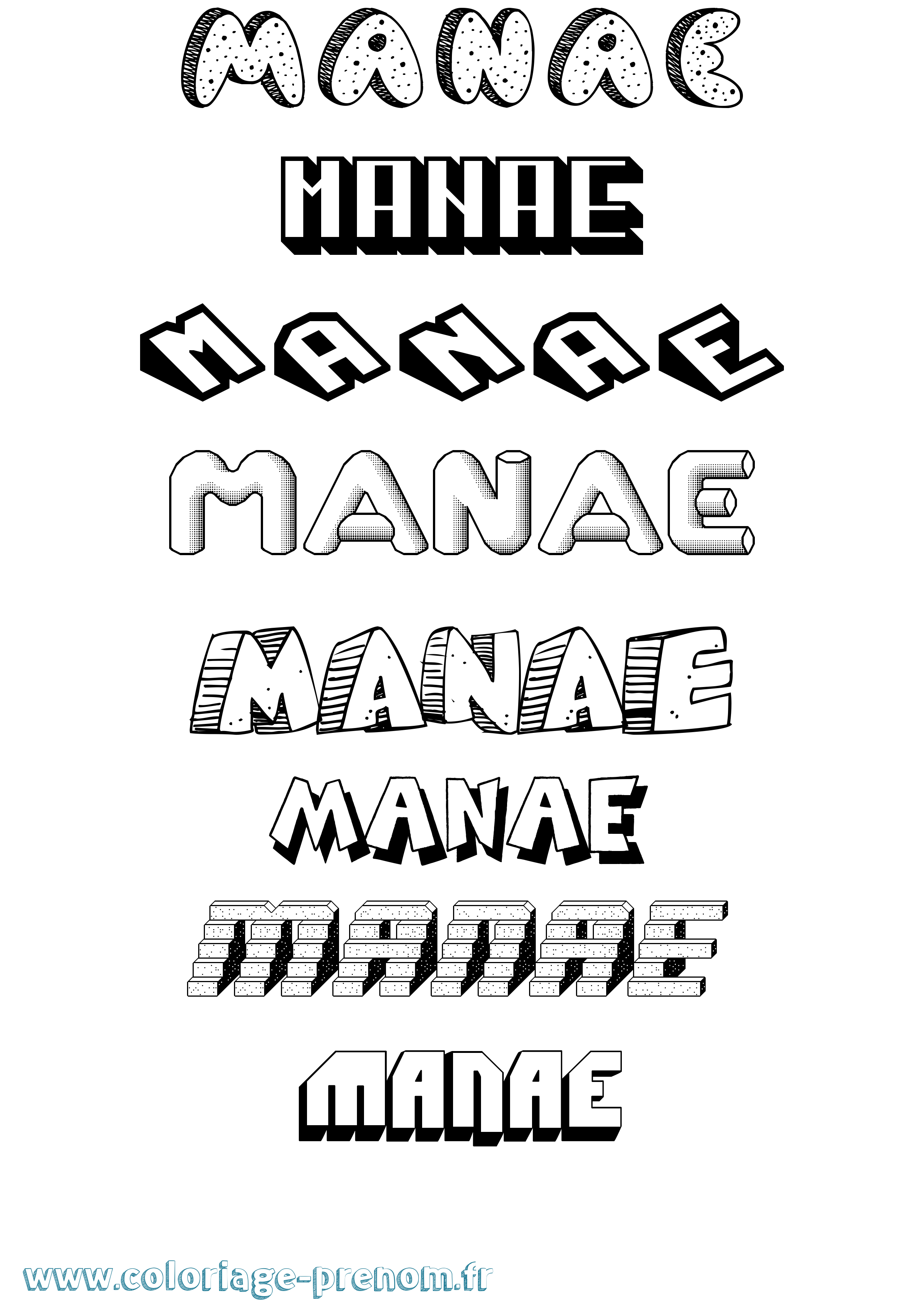 Coloriage Manae Effet 3D Coloriage prénom Manae Effet 3D