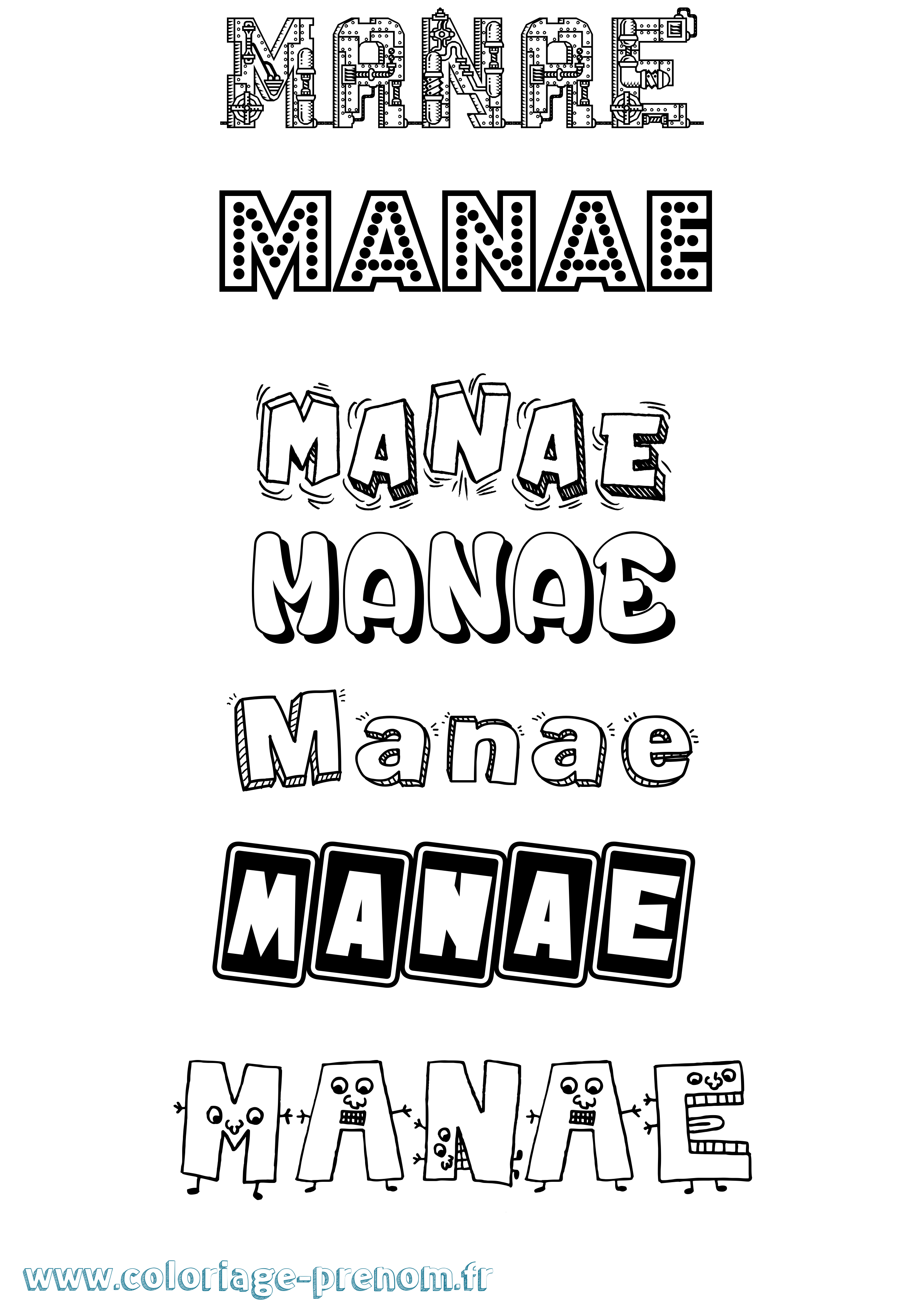 Coloriage Manae Fun Coloriage prénom Manae Fun