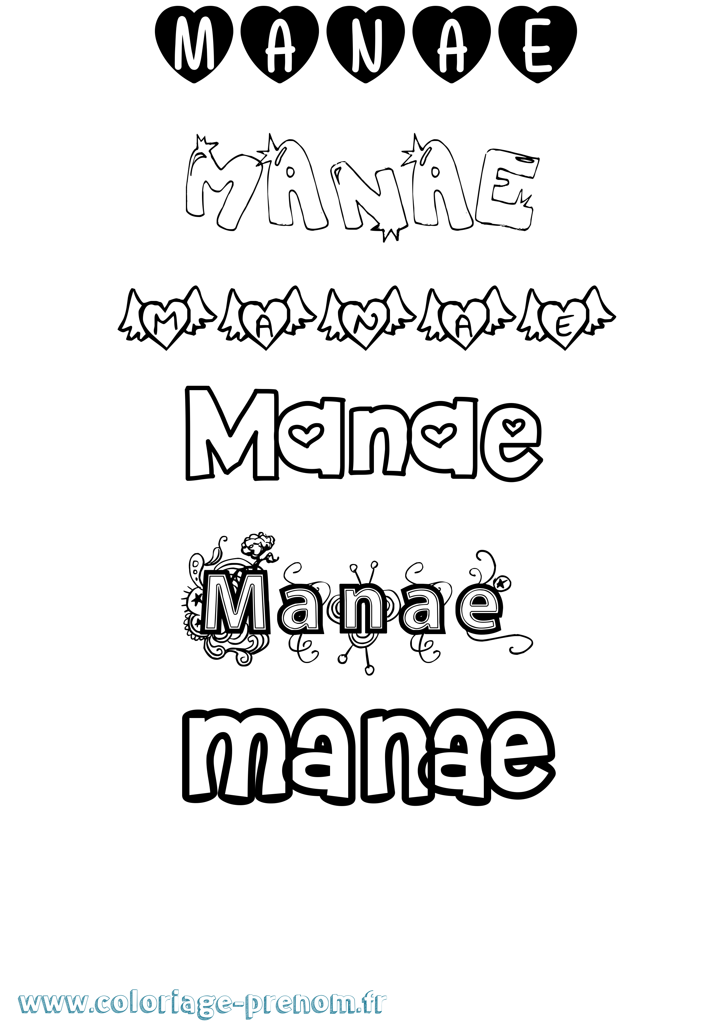 Coloriage Manae Girly Coloriage prénom Manae Girly