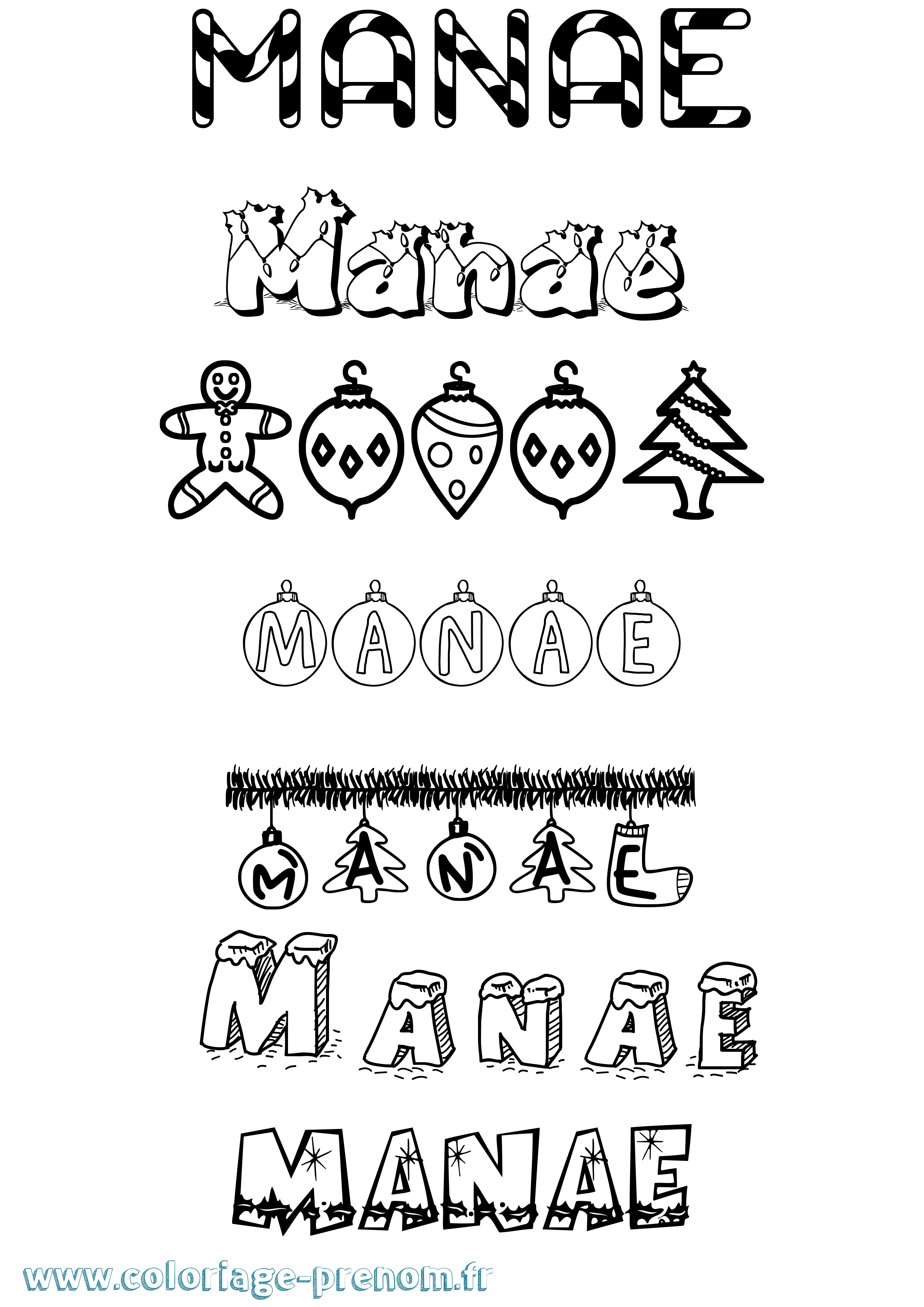 Coloriage Manae Noël Coloriage prénom Manae Noël