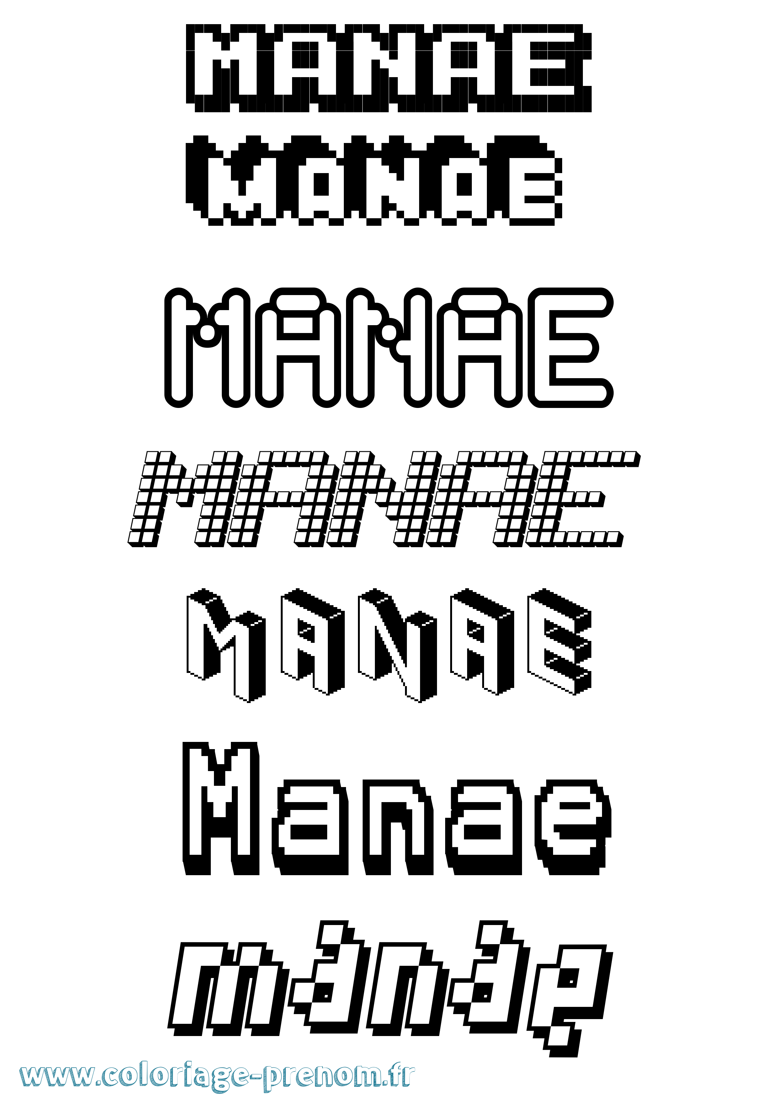 Coloriage Manae Pixel Coloriage prénom Manae Pixel